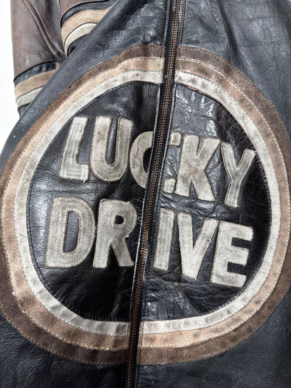 Vintage Vintage Lucky Drive Racing Leather Jacket Size US XXL / EU 58 / 5 - 4 Thumbnail