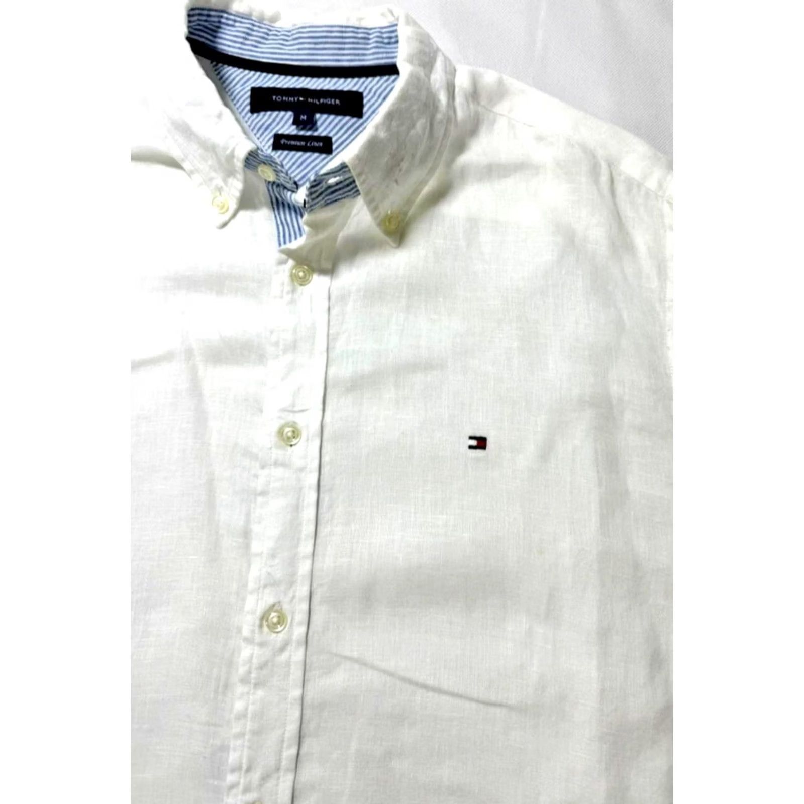 Tommy Hilfiger Tommy Hilfiger Follow Flag Detail Linen Relaxed Fit Shirt - Size M - White, Women Size M / US 6-8 / IT 42-44 - 3 Thumbnail