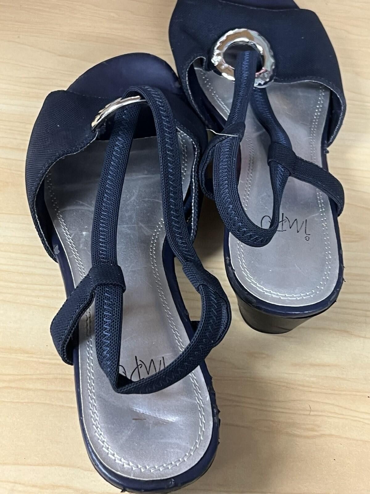 Imperial Impo Stretch Women's Black Wedge Sandals Size 10w Size US 10 / IT 40 - 9 Thumbnail
