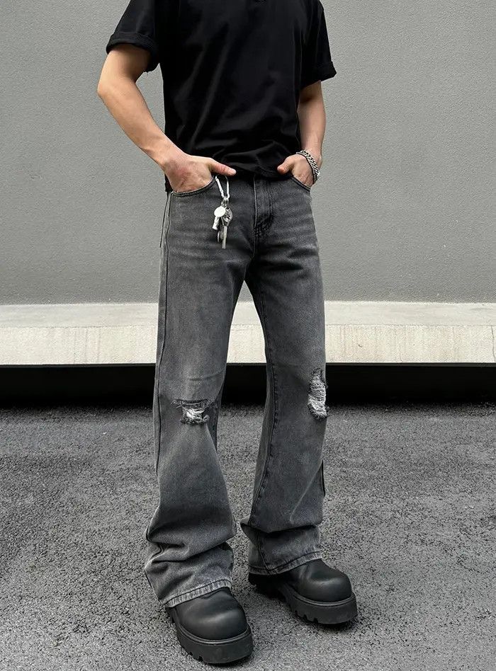 Japanese Brand × Jean Distressed Gray Baggy Stacked Denim Jeans Size US 30 / EU 46 - 3 Thumbnail
