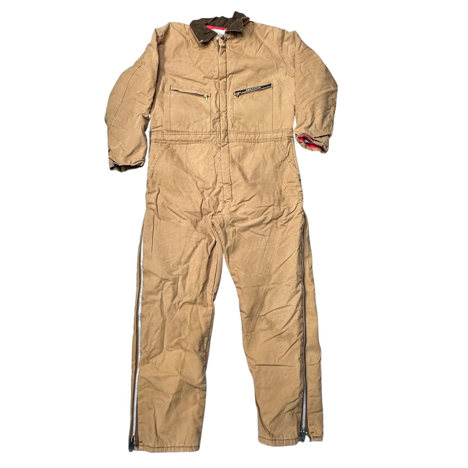 Vintage Key Duck Canvas Quilted Lined Coveralls Pants Large