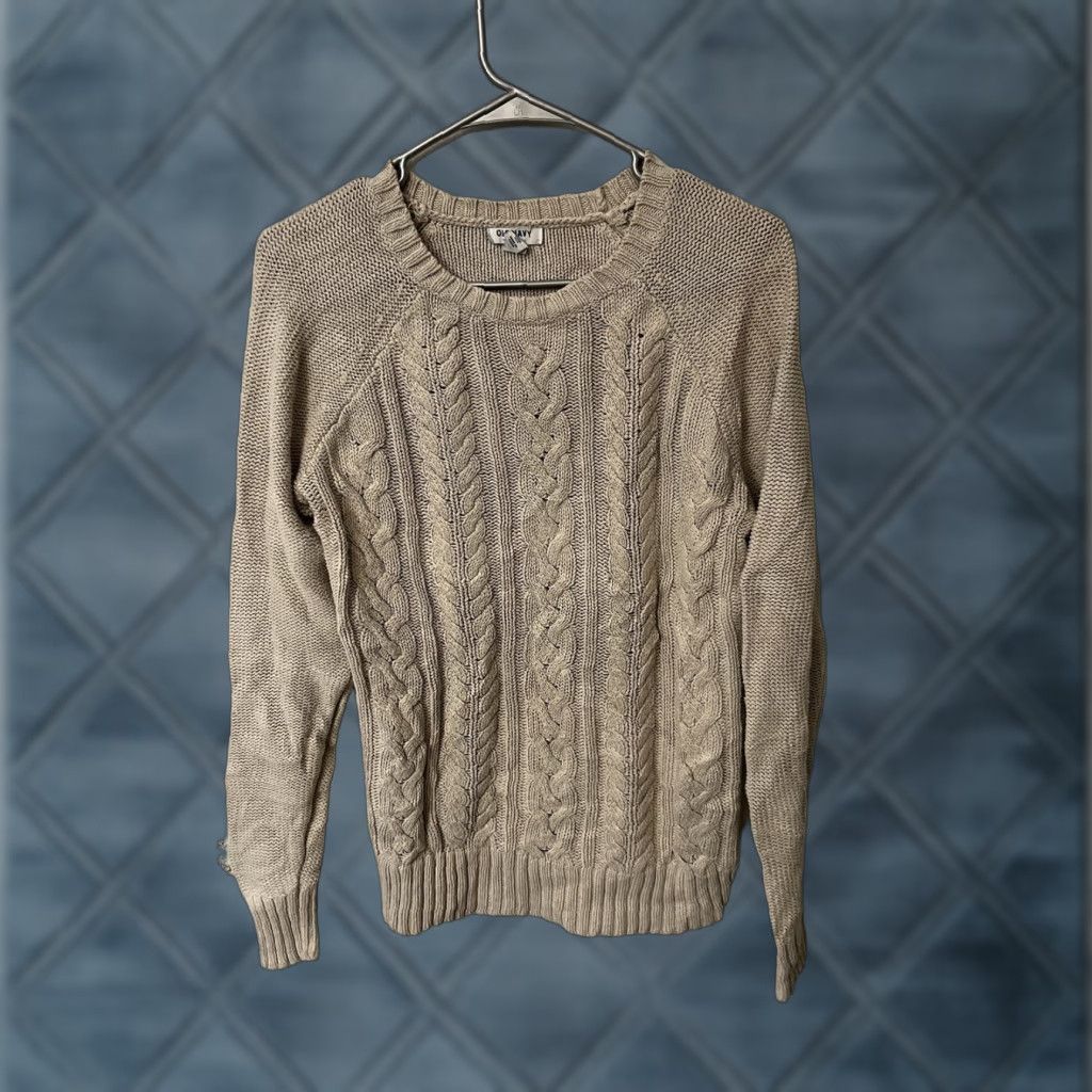 Old Navy Old Navy Sweater Women's Size M Crew Neck Knit Beige Cable-Knit Pullover Casual Fall Winter Size M / US 6-8 / IT 42-44 - 1 Thumbnail