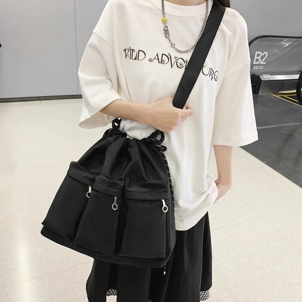 Japanese Brand Fashion hip hop large bucket bag shoulder bag unisex Size ONE SIZE - 2 Thumbnail