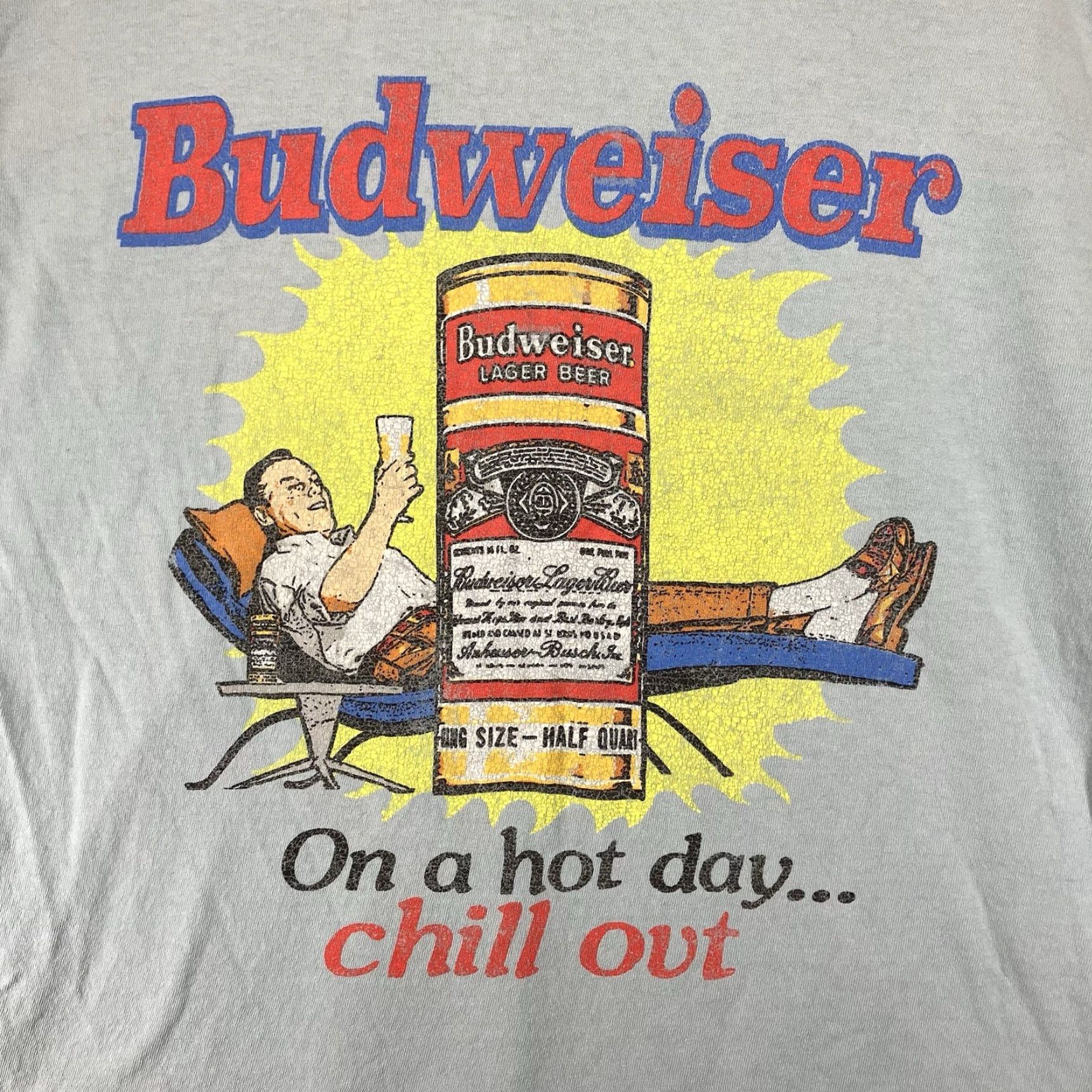 Budweiser Budweiser Shirt Men L Blue Graphic Tee Short Sleeve Crew Neck 50s Retro Beer Happy Mens Size US L / EU 52-54 / 3 - 3 Thumbnail