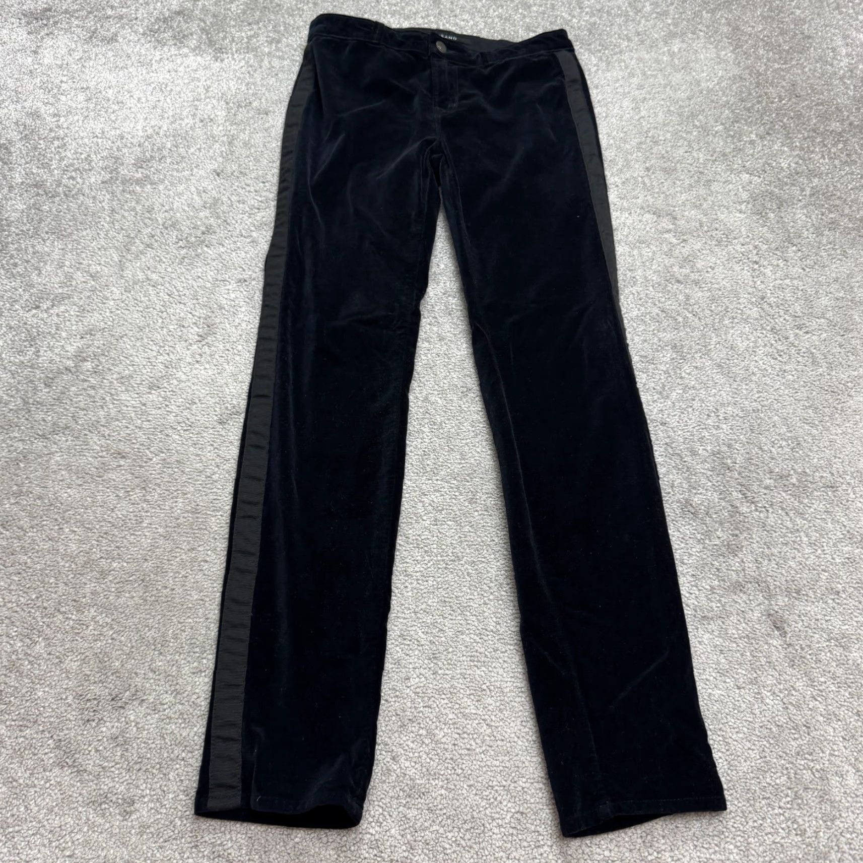 J Brand J Brand Katharine Velvet Tuxedo Striped Trouser Pants Womens 27 Black Mid Rise Size 27" / US 4 / IT 40 - 2 Thumbnail