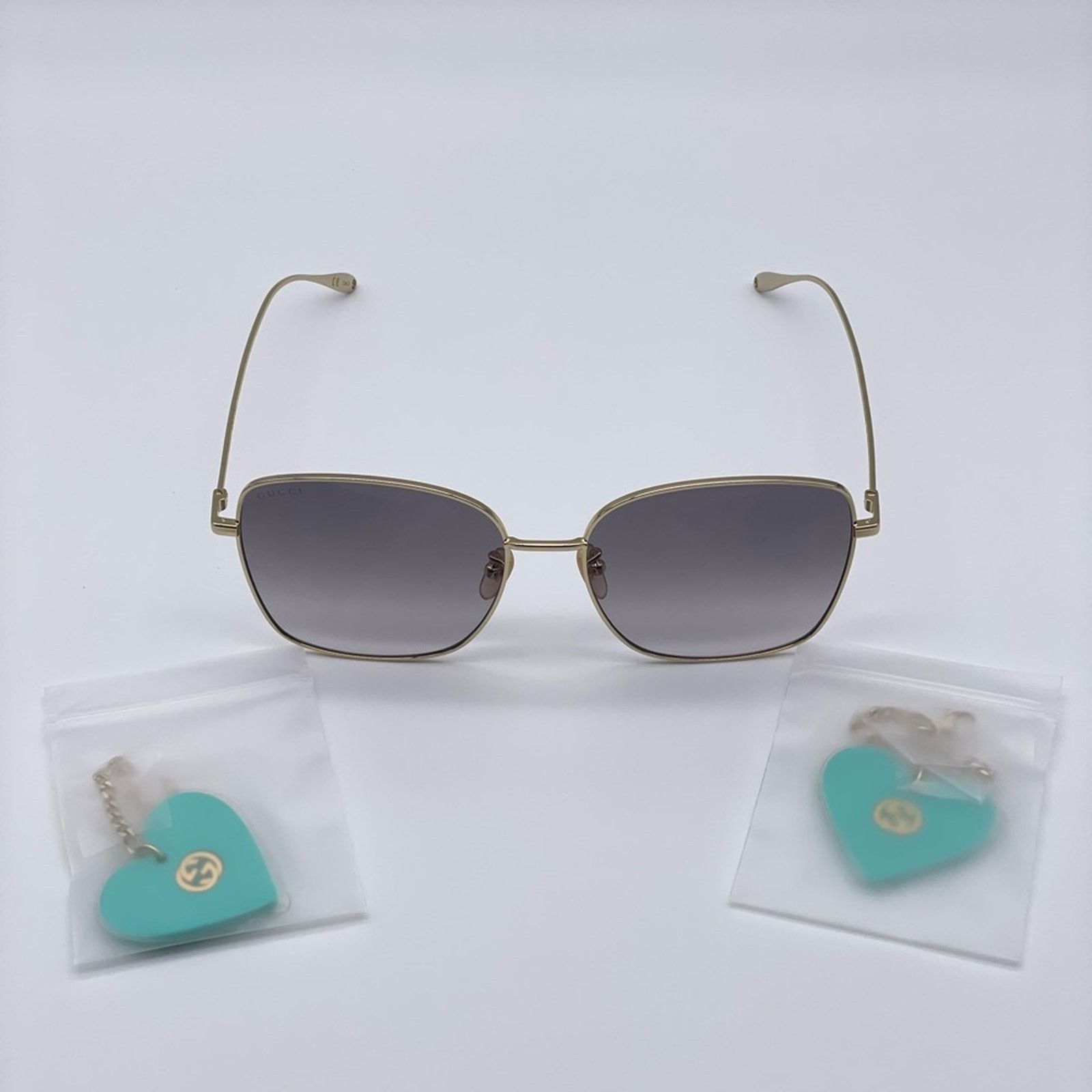 Gucci BRAND NEW GUCCI GG1030SK 003 Gold/Grey With Chain Women Size ONE SIZE - 10 Thumbnail