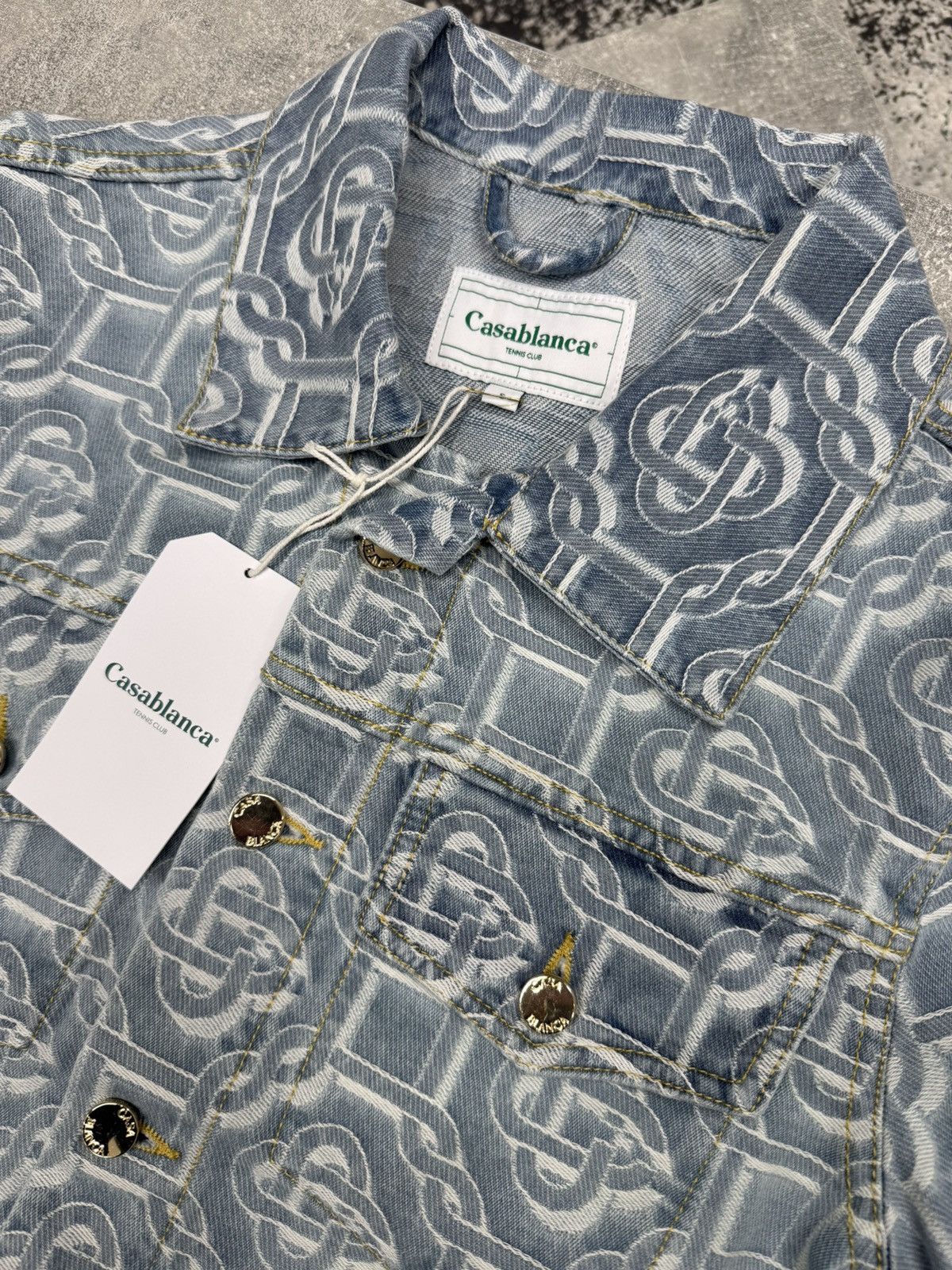 Casablanca Monogram Embroidered Bleached Denim Jacket. Size S. BNWT Size US S / EU 44-46 / 1 - 2 Thumbnail