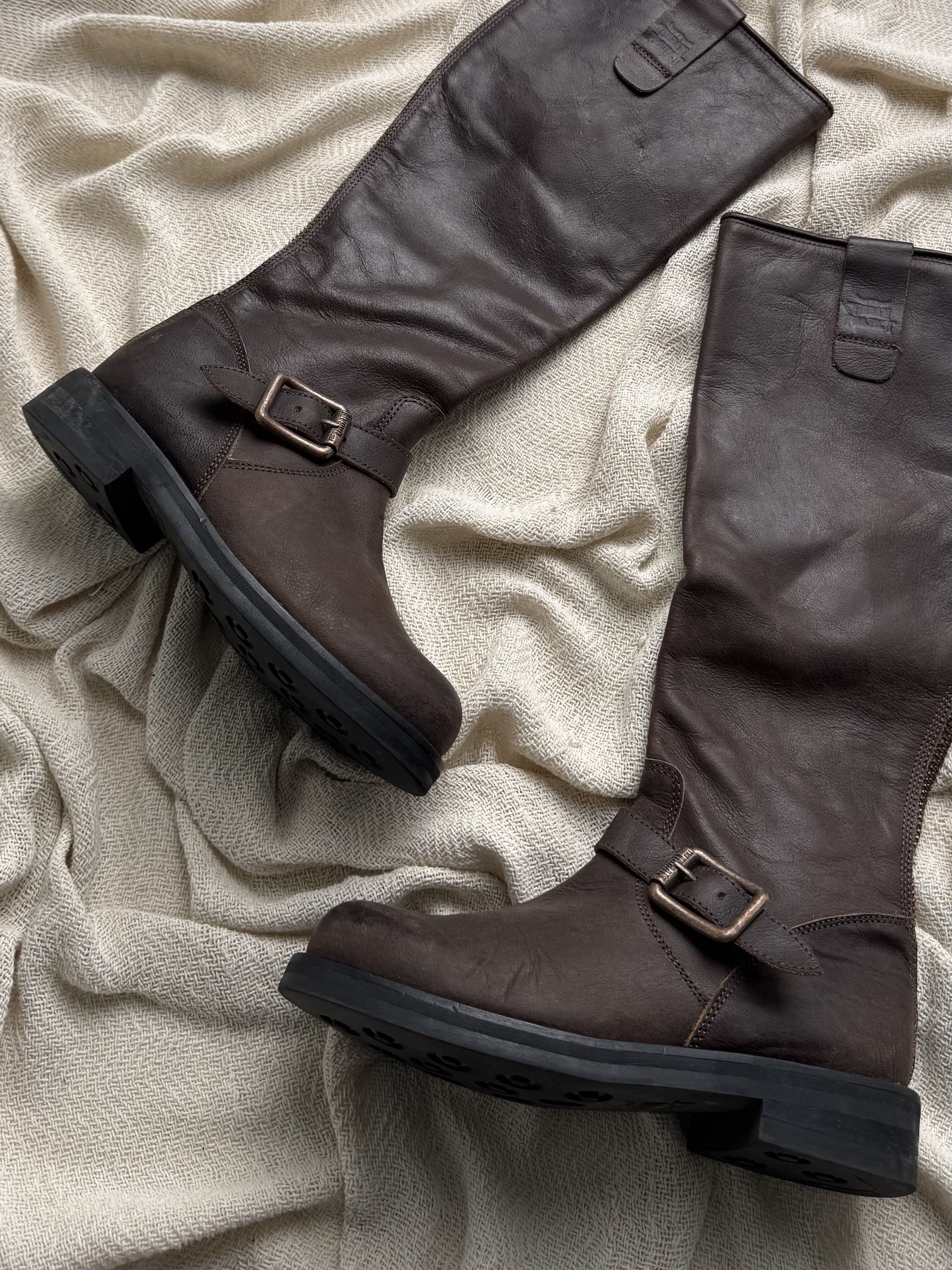 Vintage Vintage Leather Knee High Boots Buckle Riding Casual Zip Size US 6.5 / IT 36.5 - 3 Thumbnail
