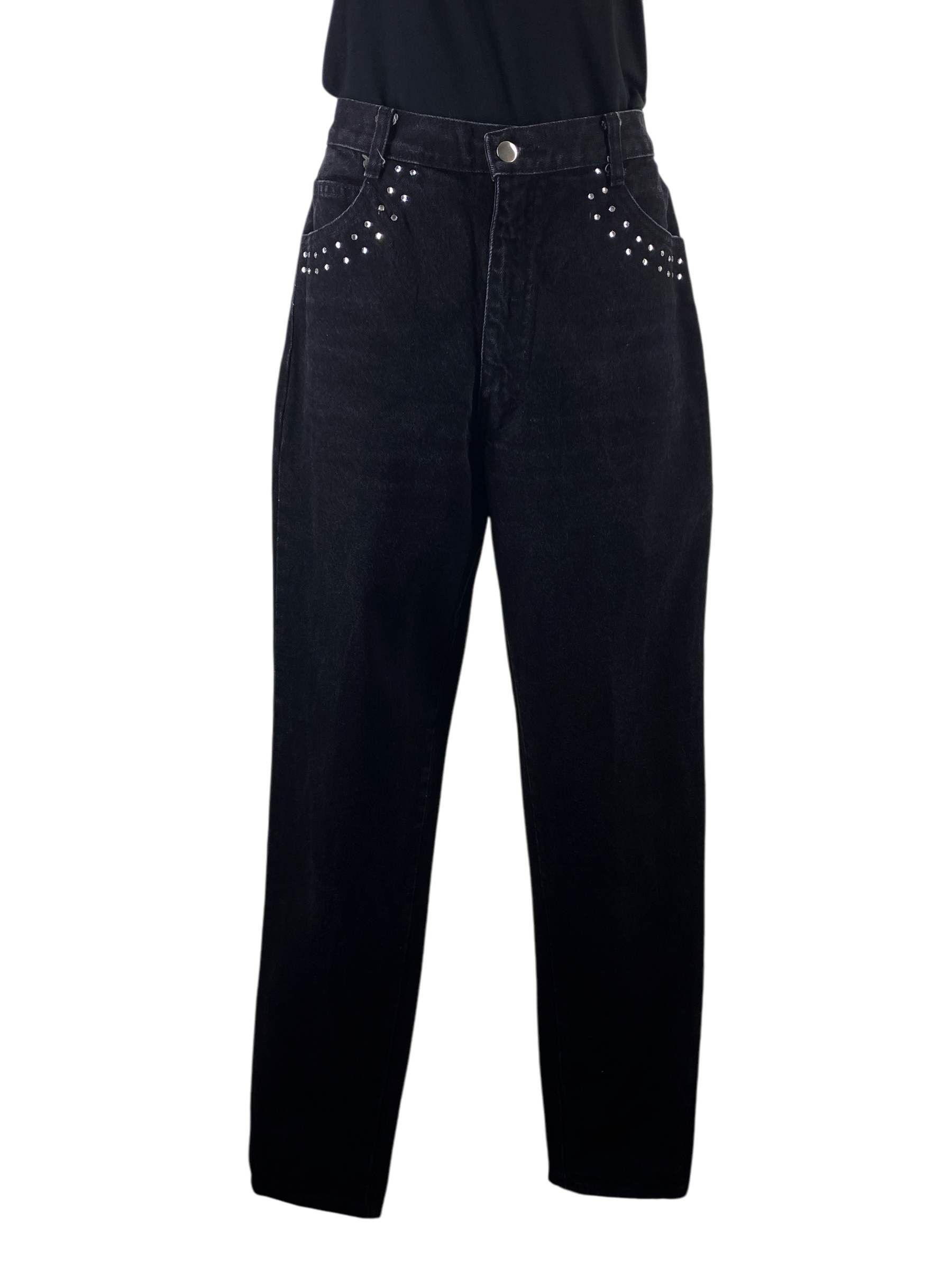 Other David David High Waisted Black Jeans Size 28" / US 6 / IT 42 - 2 Thumbnail