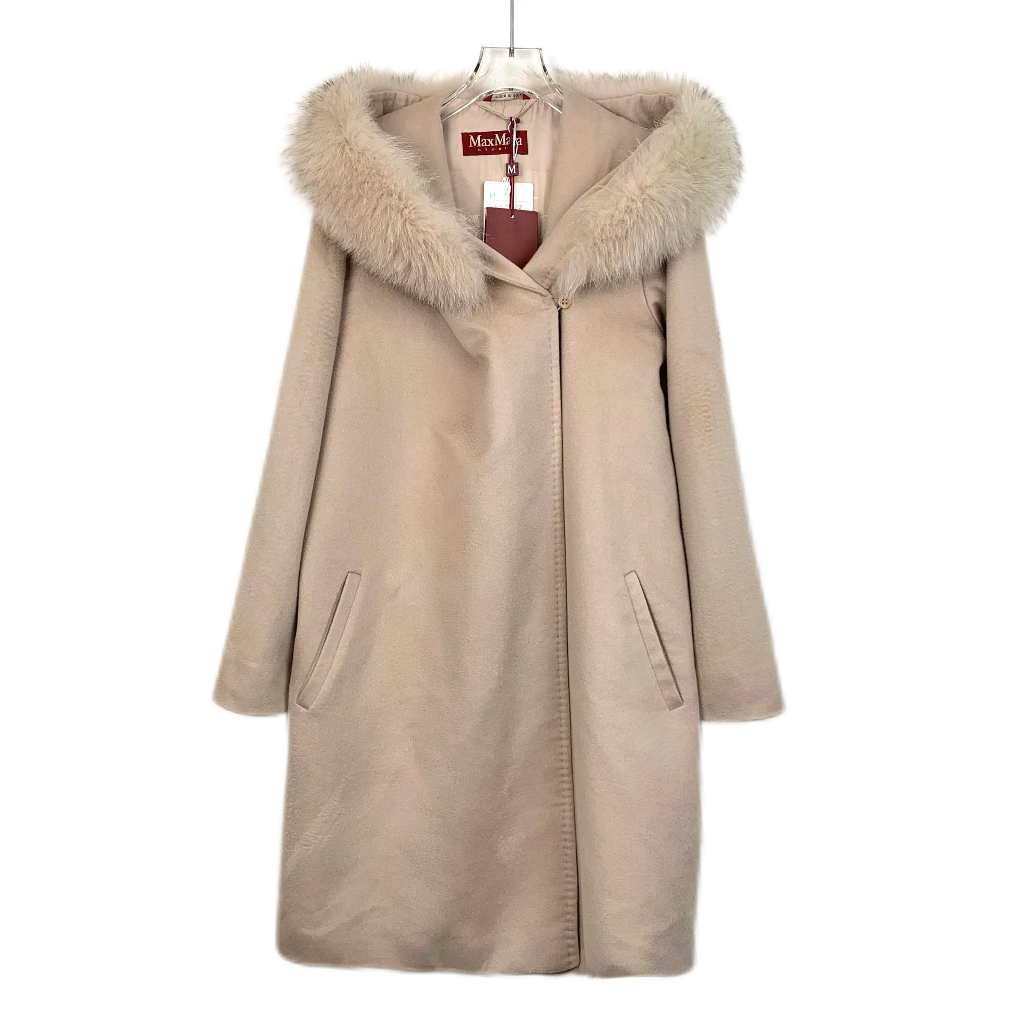 Max Mara Maxmara Beige Hooded Wool-Lined Cashmere Coat (Size S) Size S / US 4 / IT 40 - 9 Thumbnail