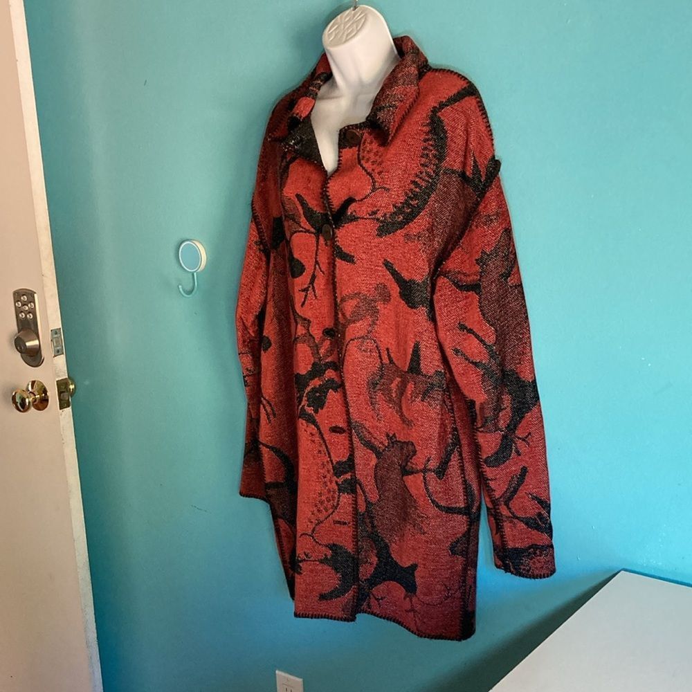 Vintage Beverly Robben Red Print Coat Size M Vintage 1990's Oversize Size M / US 6-8 / IT 42-44 - 1 Thumbnail