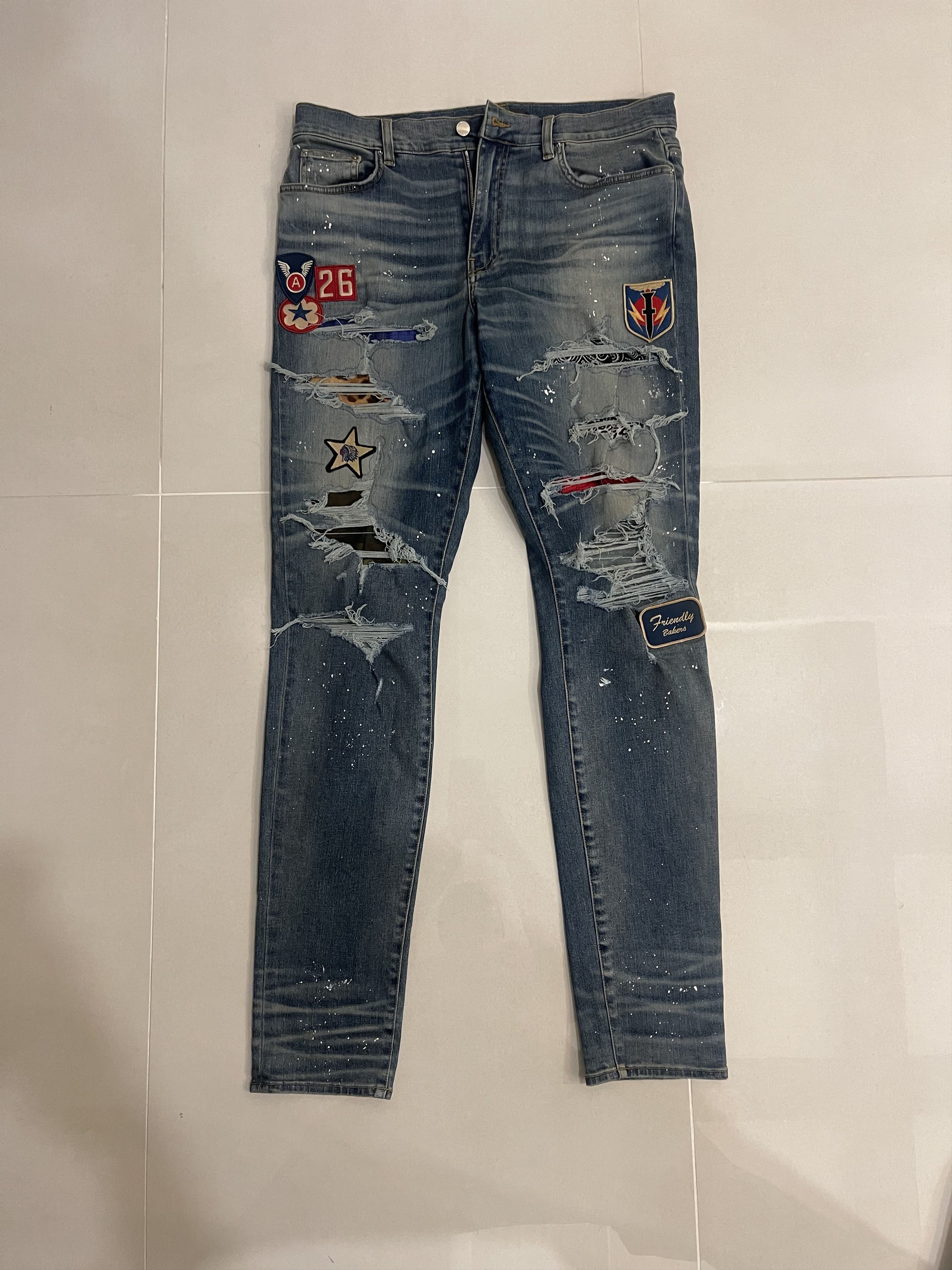 Amiri Amiri indigo art patch painted jeans Size US 38 / EU 54 - 1 Thumbnail