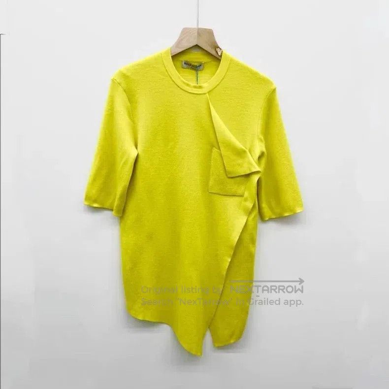 Balenciaga Lemon Yellow Irregular Wool and Cashmere Short