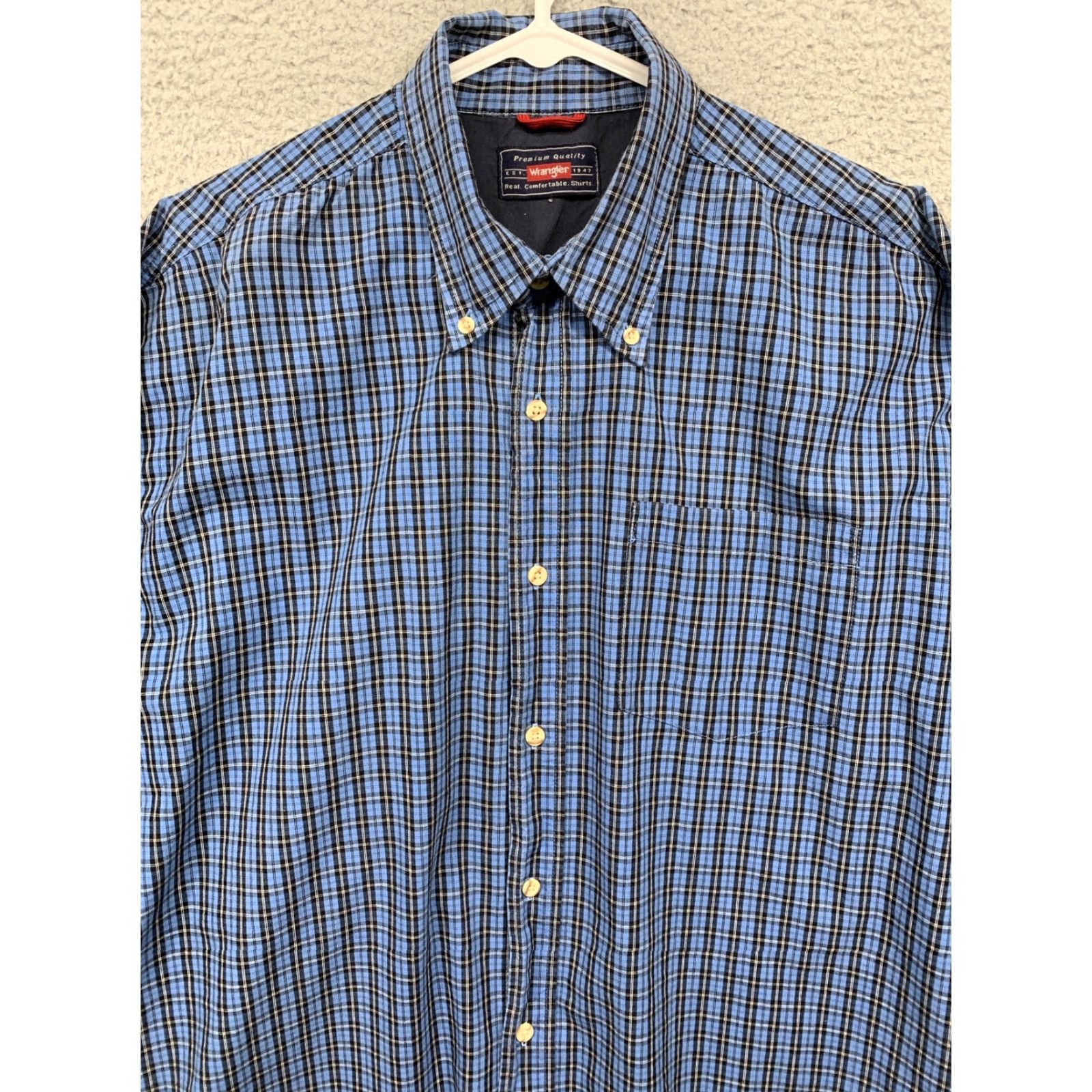 Wrangler VINTAGE Wrangler Button Shirt Men’s L Blue Black Plaid 1 Pocket Western Button-Up Size US L / EU 52-54 / 3 - 2 Thumbnail