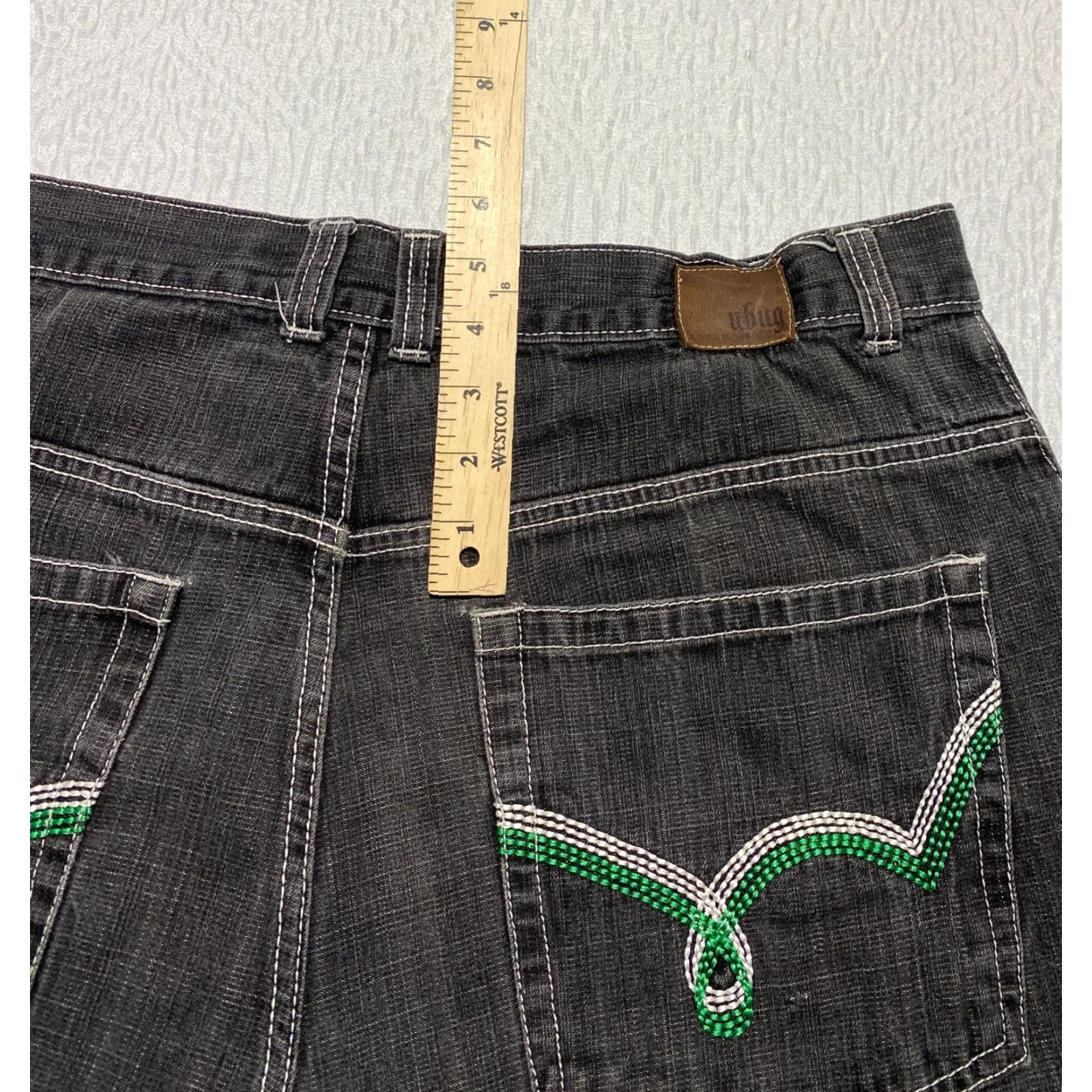 Vintage Ubug Men's Jeans Size 40×34 Black Relaxed Wide Leg Embroidered Pockets Size US 40 / EU 56 - 2 Thumbnail