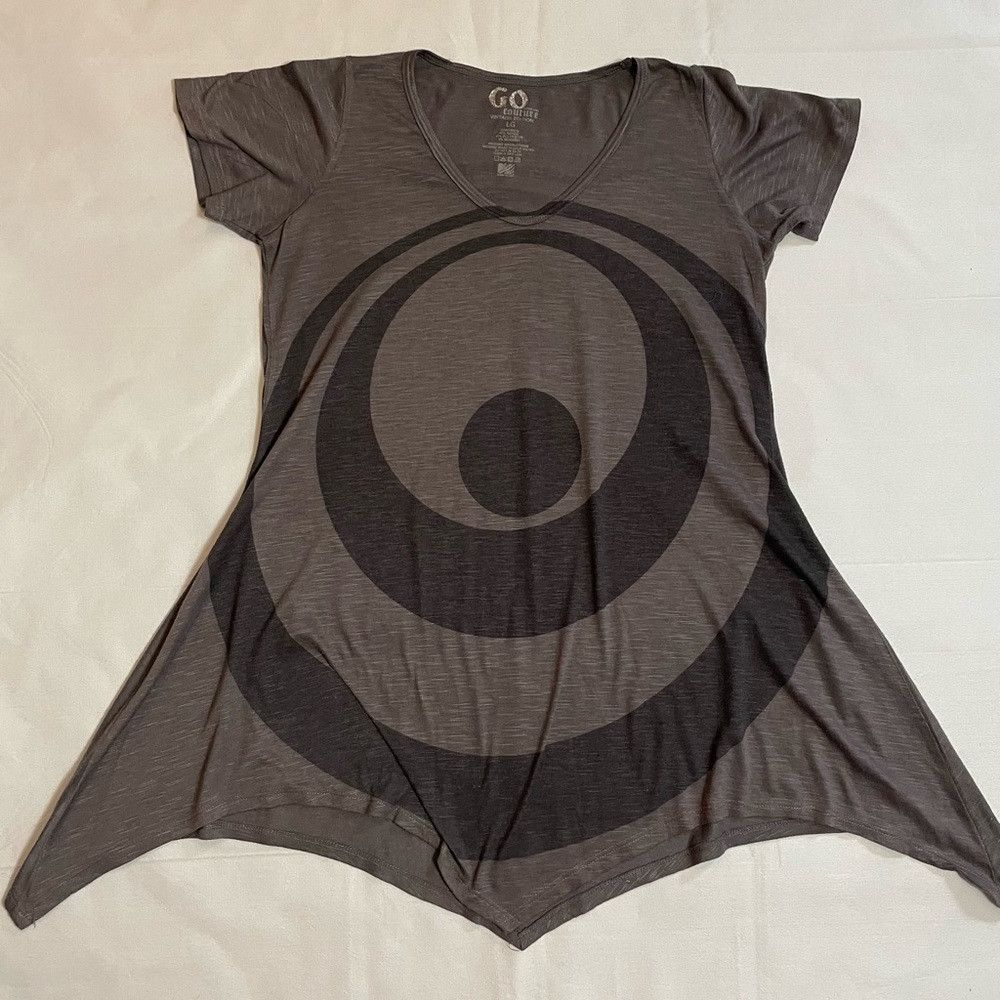 Other Go Couture Asymmetrical Hem Grey Short Sleeve V-Neck Tee Si Size L / US 10 / IT 46 - 5 Thumbnail