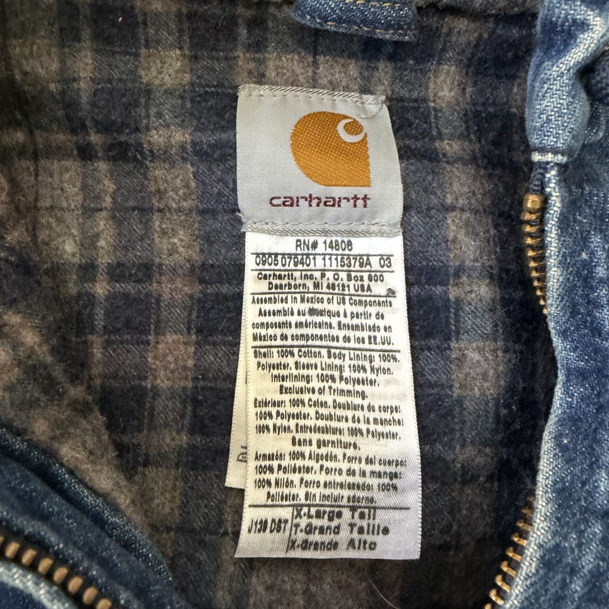Carhartt VTG Y2K Carhartt Denim Hooded Blanket Lined Active Jacket Size US XL / EU 56 / 4 - 5 Thumbnail
