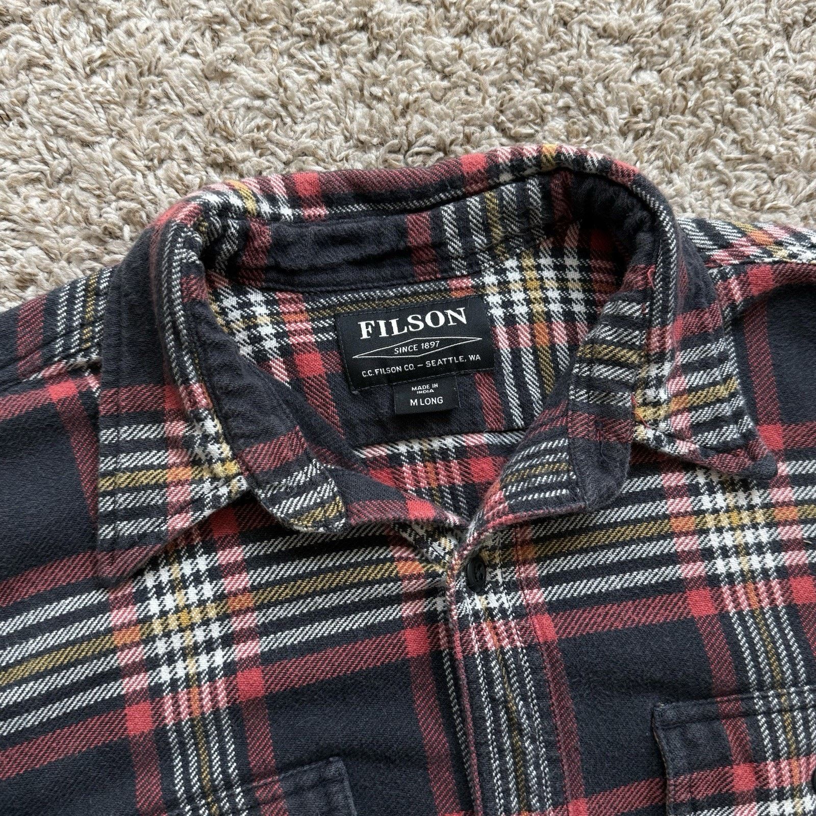 Filson Filson Co. Plaid Workshirt Flannel Button Up Shirt Red Black Size US M / EU 48-50 / 2 - 3 Thumbnail