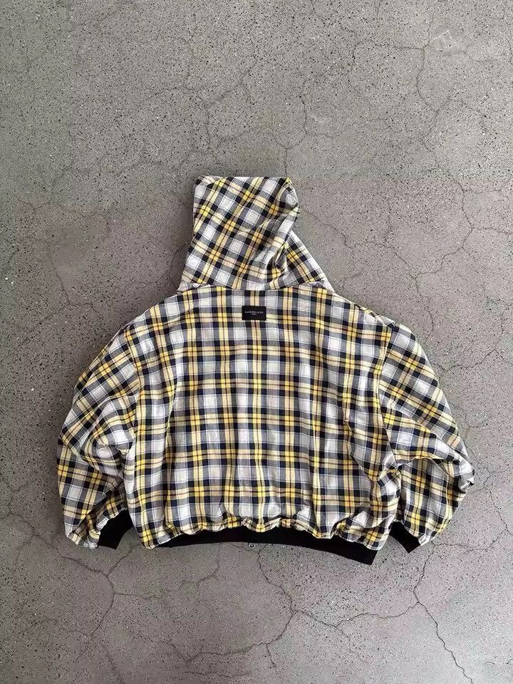 Japanese Brand 🔥 Black Hoodie with Riversible Plaid Lining | Streetwear Size US XXL / EU 58 / 5 - 4 Thumbnail