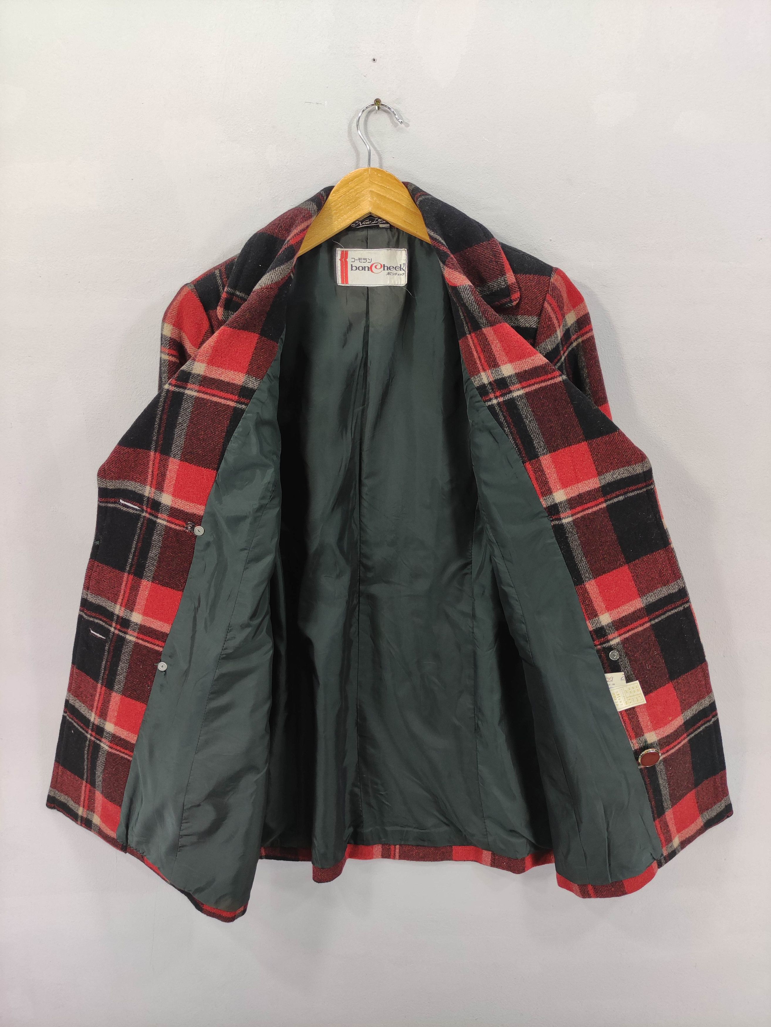 Japanese Brand Vintage Bon Check Plaid Wool Coat Jacket Size S / US 4 / IT 40 - 4 Thumbnail