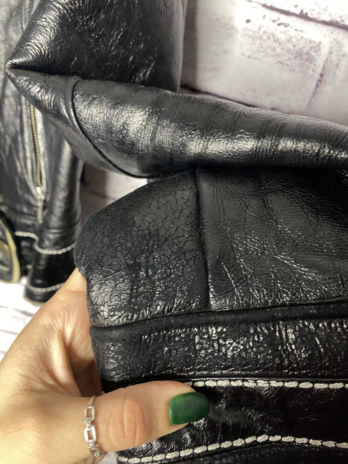 Other Vintage Avant Garde women's leather jacket with natural fur Size S / US 4 / IT 40 - 8 Thumbnail