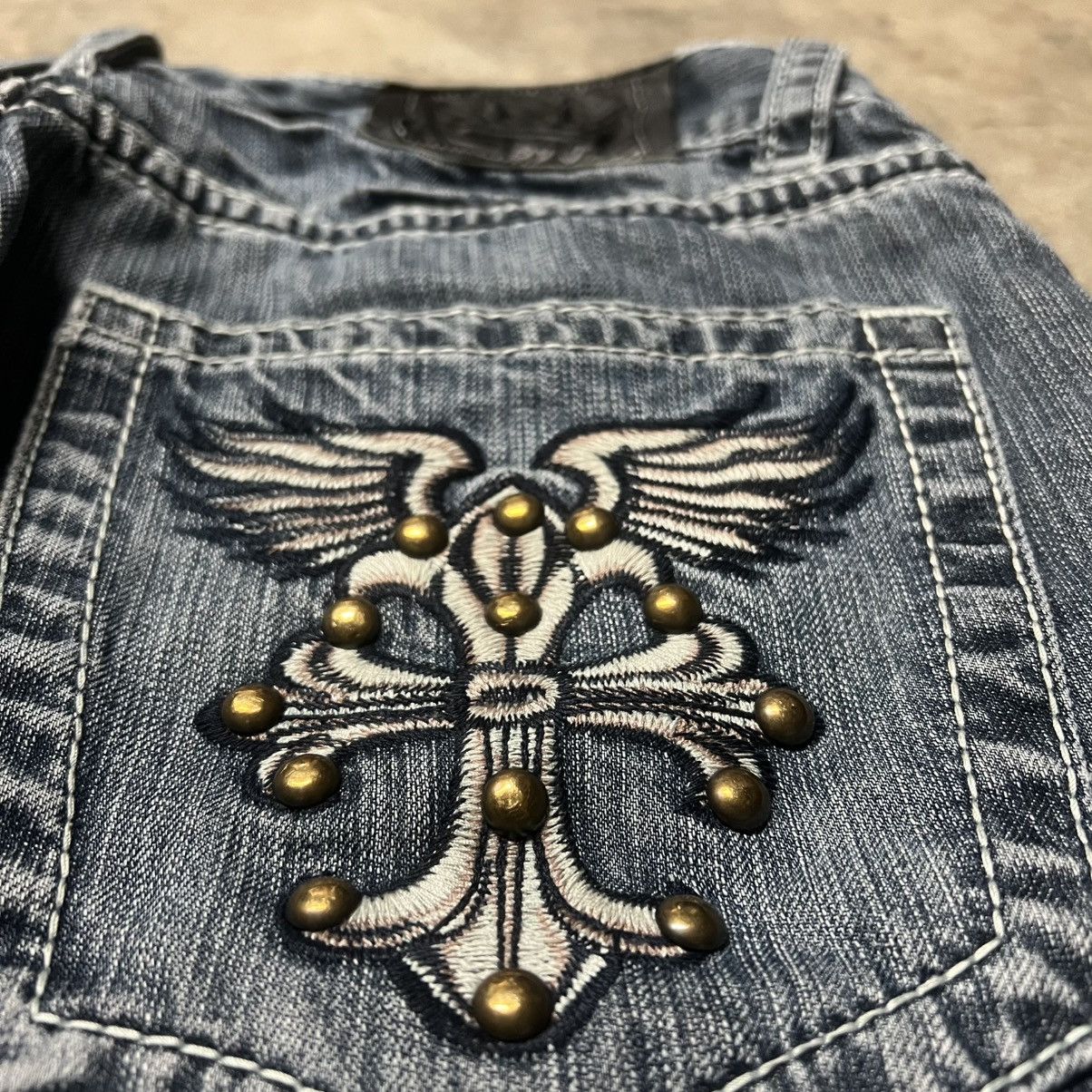 Affliction × Ed Hardy × JNCO Vintage Y2K JNCO Straight-Leg Embroidered Denim Jeans Size US 34 / EU 50 - 4 Thumbnail