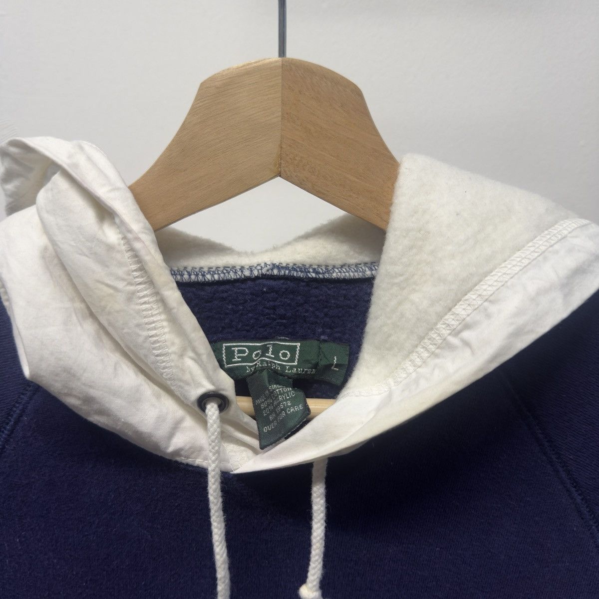 Polo Ralph Lauren 90s Polo Ralph Lauren White Navy Hoodie RRL ERL Chrome Size US M / EU 48-50 / 2 - 3 Thumbnail