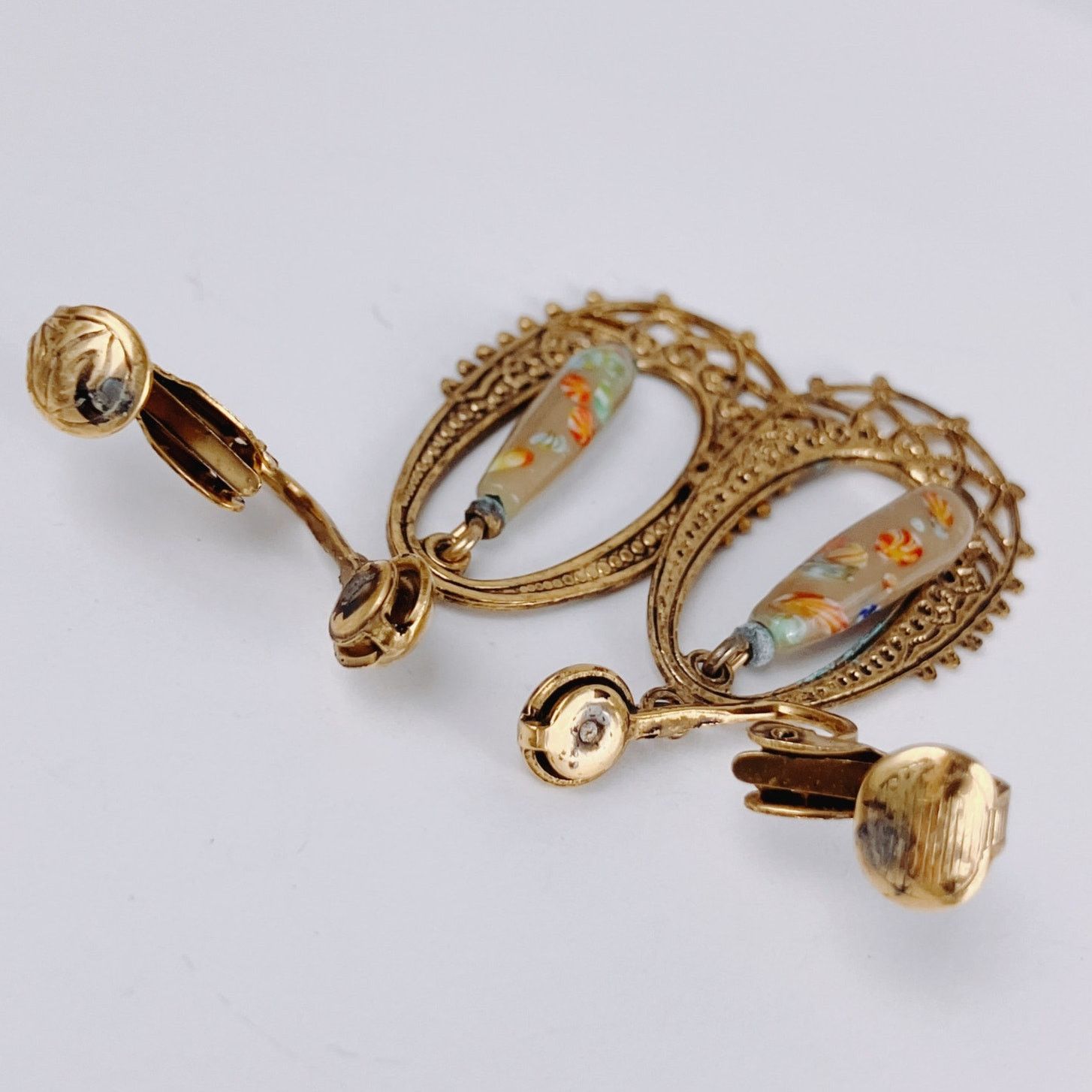 Vintage Vintage Mid Century Clip On Earrings Millefiori Art Glass Size ONE SIZE - 8 Thumbnail