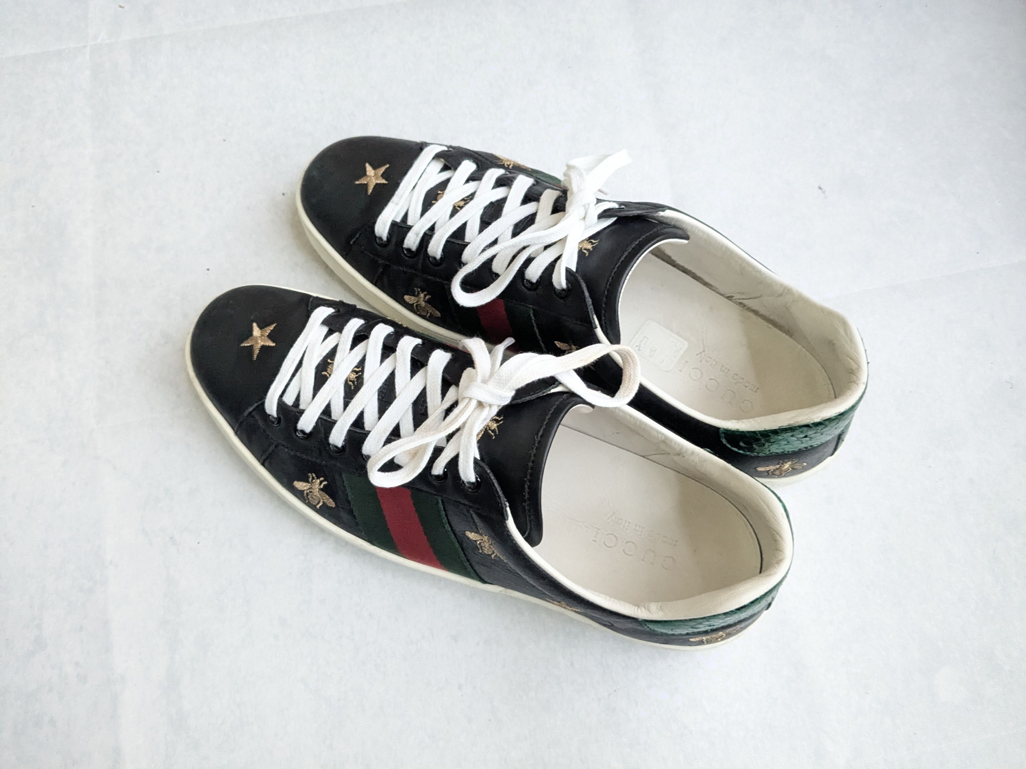 Gucci Gucci Ace Stars Bee Sneakers Black 10.5 Leather Low Size US 10.5 / EU 43-44 - 14 Thumbnail