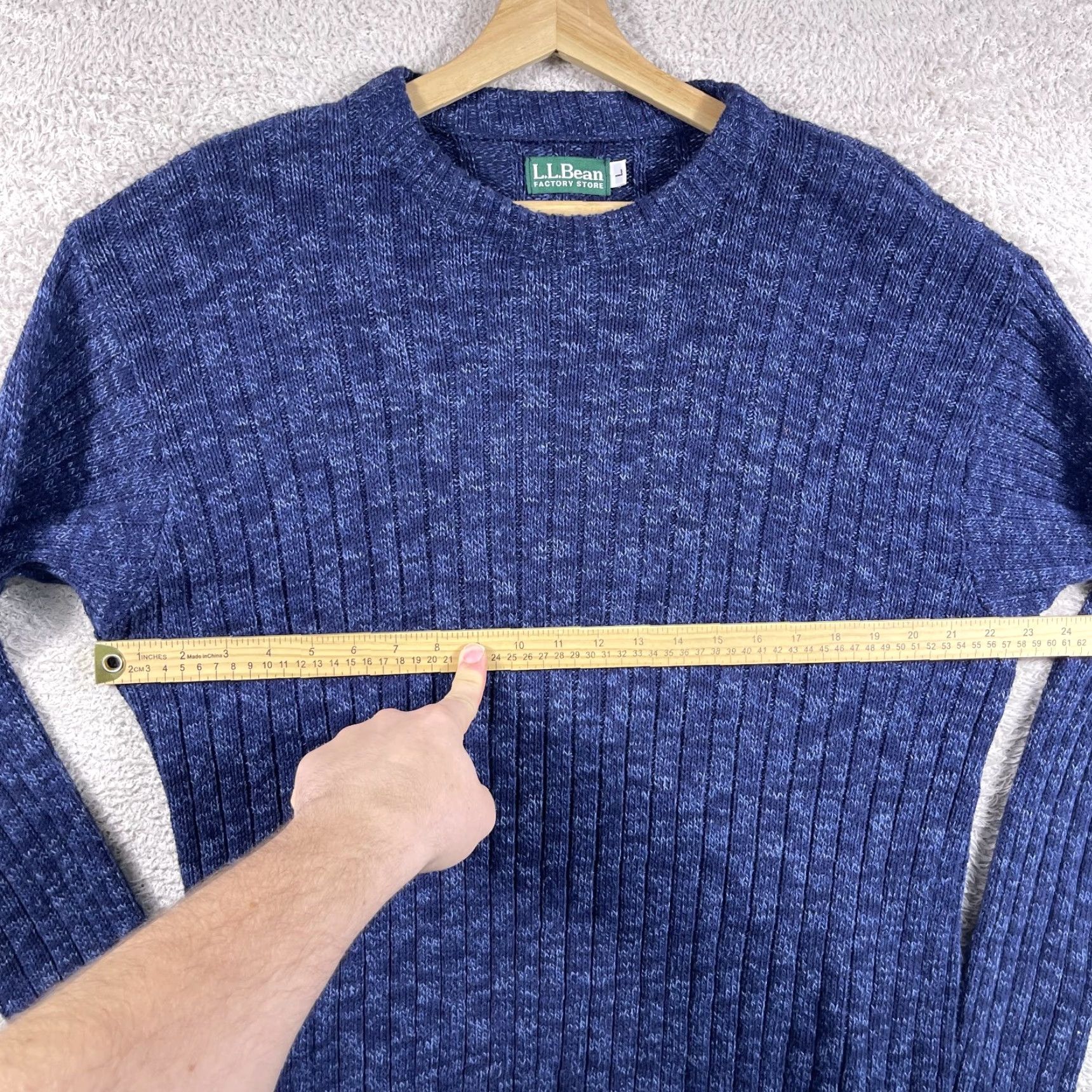 Vintage VINTAGE LL Bean Fisherman Sweater Mens Large Blue Cotton Made in USA Ribbed 90's Pullover Crew Neck Long Sleeve Knit Shirt USA Mens L. Size US L / EU 52-54 / 3 - 5 Thumbnail