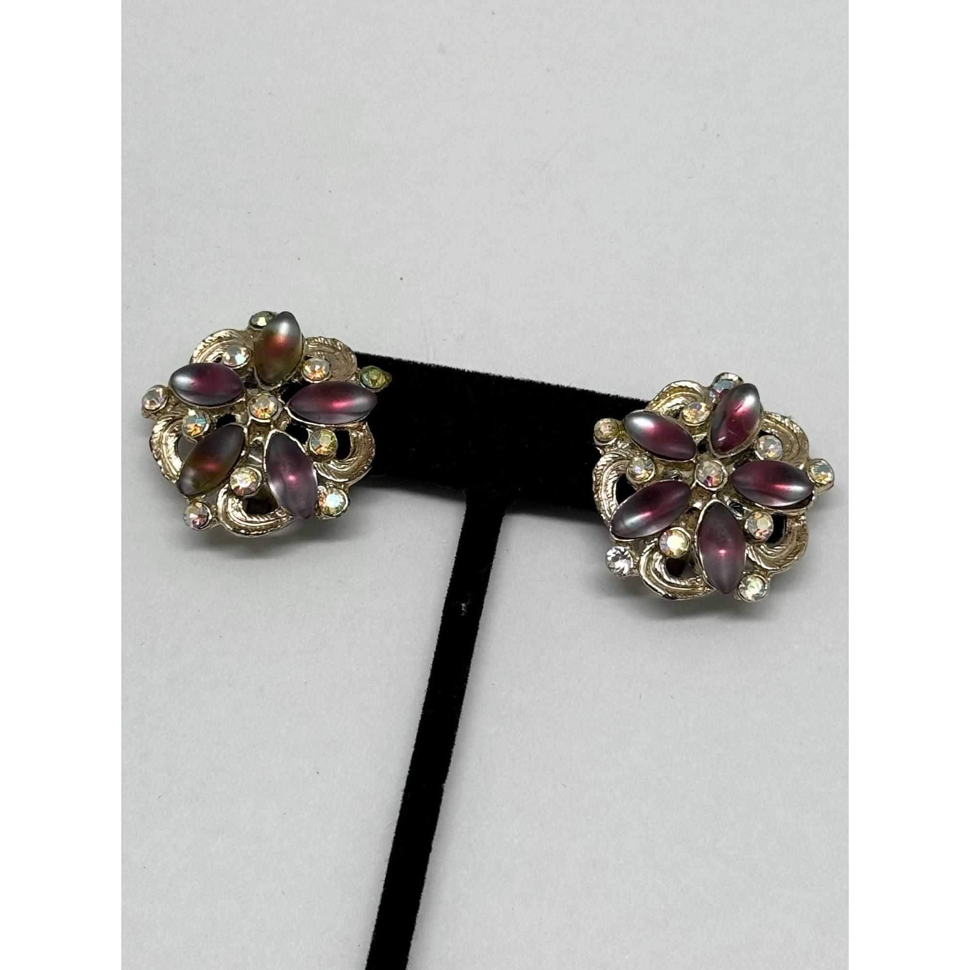 Vintage Vintage pink rhinestone flower earrings Size ONE SIZE - 5 Thumbnail