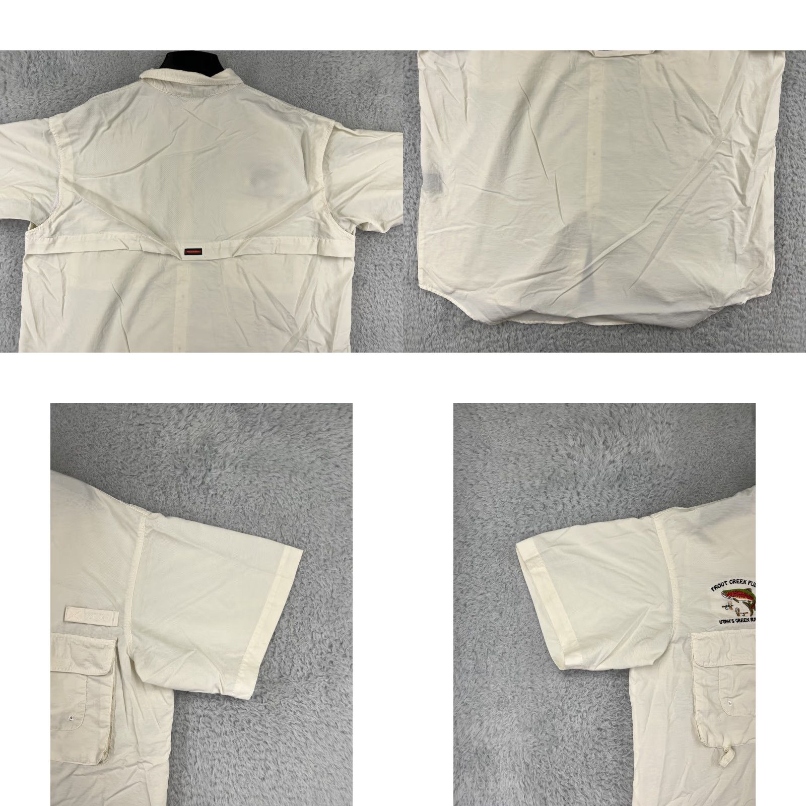 Vintage Redington Mens Shirt Large Ivory Nylon Button Up Fishing Angler Utah Green River Size US L / EU 52-54 / 3 - 8 Thumbnail