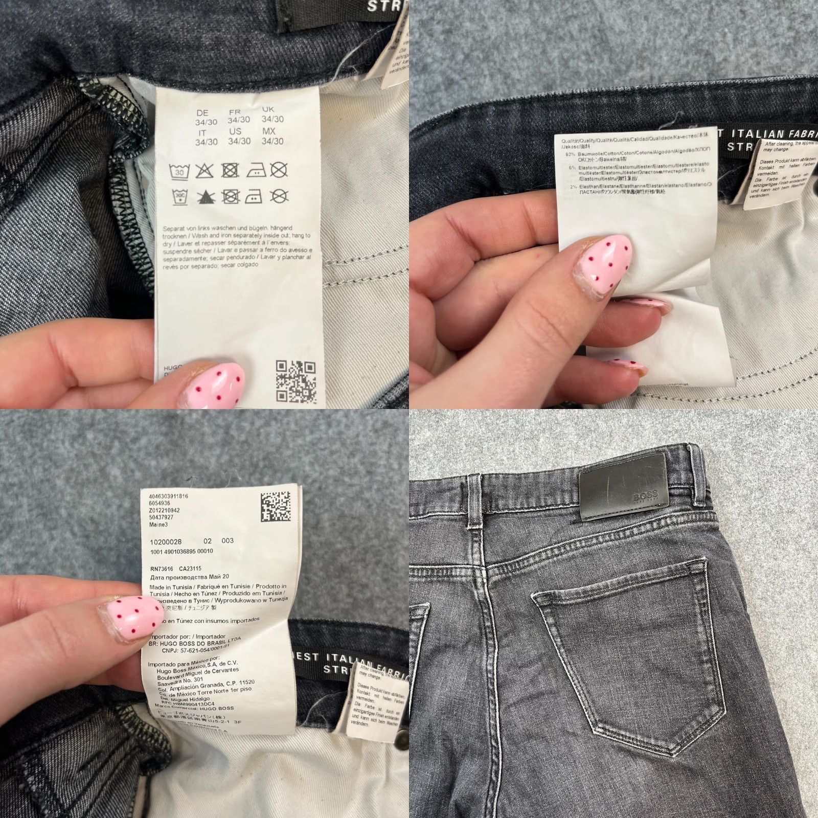Hugo Boss HUGO BOSS Jeans Regular Tapered 34 30 Charcoal Grey Denim 5-Pocket Design Wool? Size US 34 / EU 50 - 8 Thumbnail