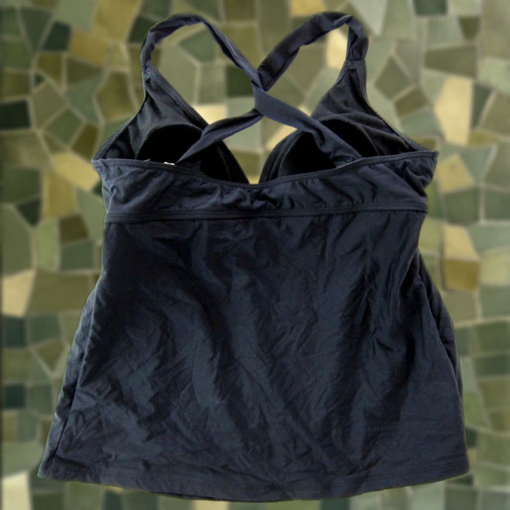 Vintage NWT Alex Marie Black Built In Bra Twist Back Swimsuit Tankini Top Women Size 8 Size M / US 6-8 / IT 42-44 - 1 Thumbnail