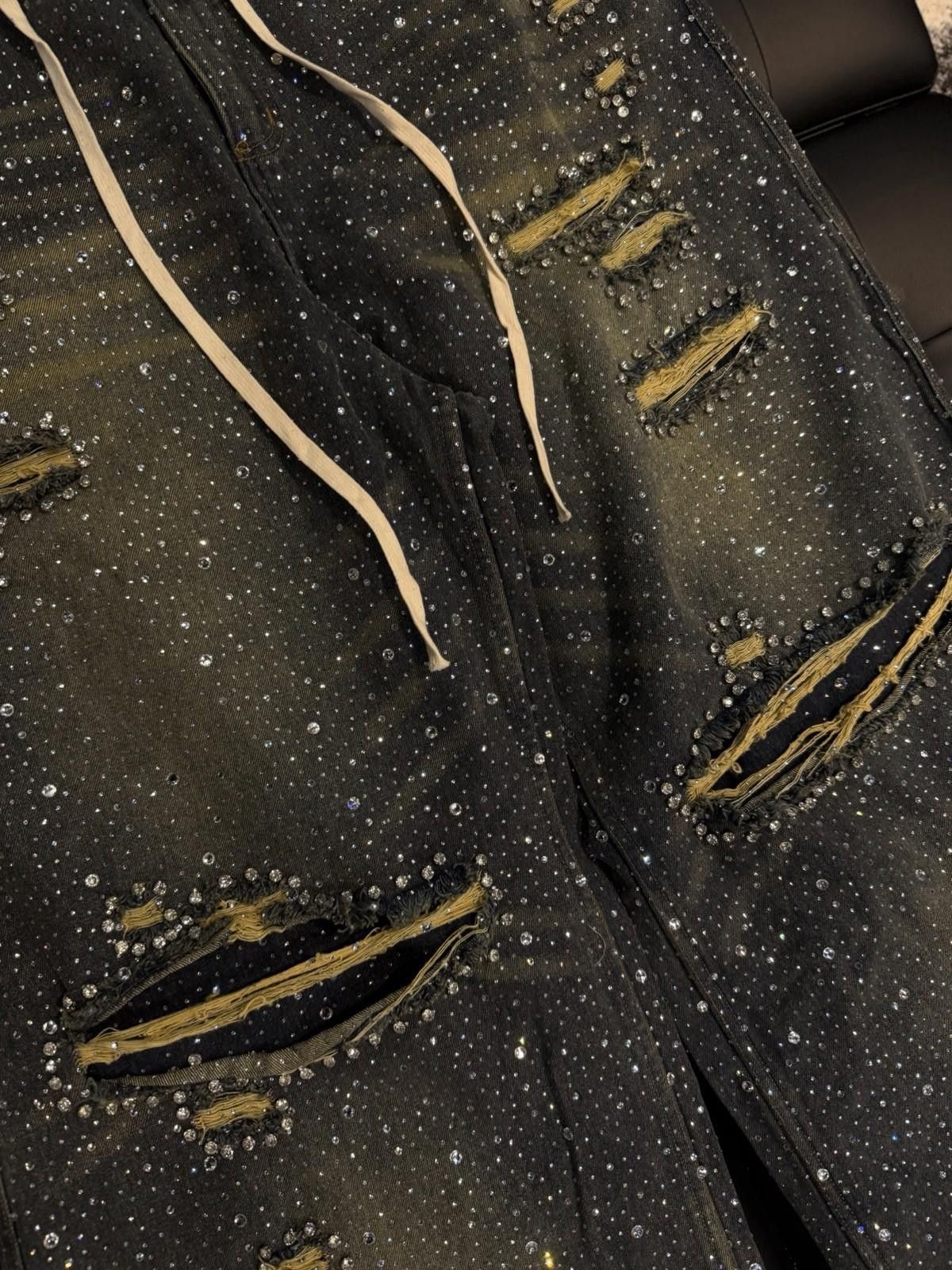 Vale Valley Baggy Crystal Stone Denim Blue Jeans Size 34 (NEW) Size US 34 / EU 50 - 10 Thumbnail