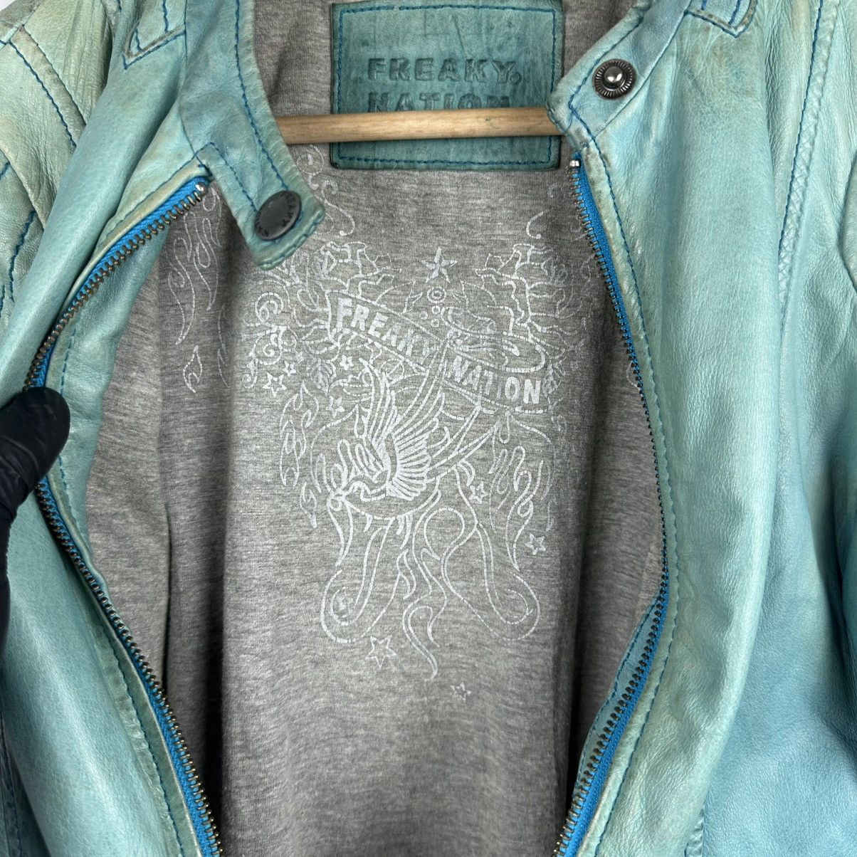 Vintage Vintage Rare Freaky Nation Crazy Faded Leather Jacket Size M / US 6-8 / IT 42-44 - 16 Thumbnail