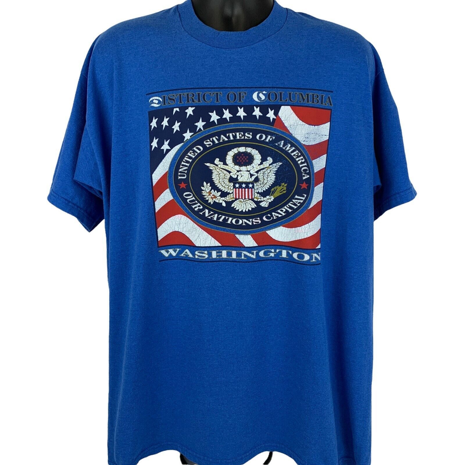 Fruit Of The Loom Vintage 90s Washington DC T Shirt Nations Capital Blue XXL Size US XXL / EU 58 / 5 - 2 Thumbnail