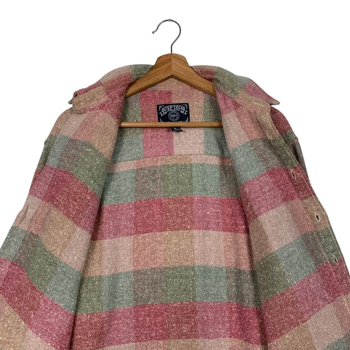 Flannel STEP TECH Checked Tartan Pink Flannel Work Shirt #1674-C74 Size US L / EU 52-54 / 3 - 12 Thumbnail