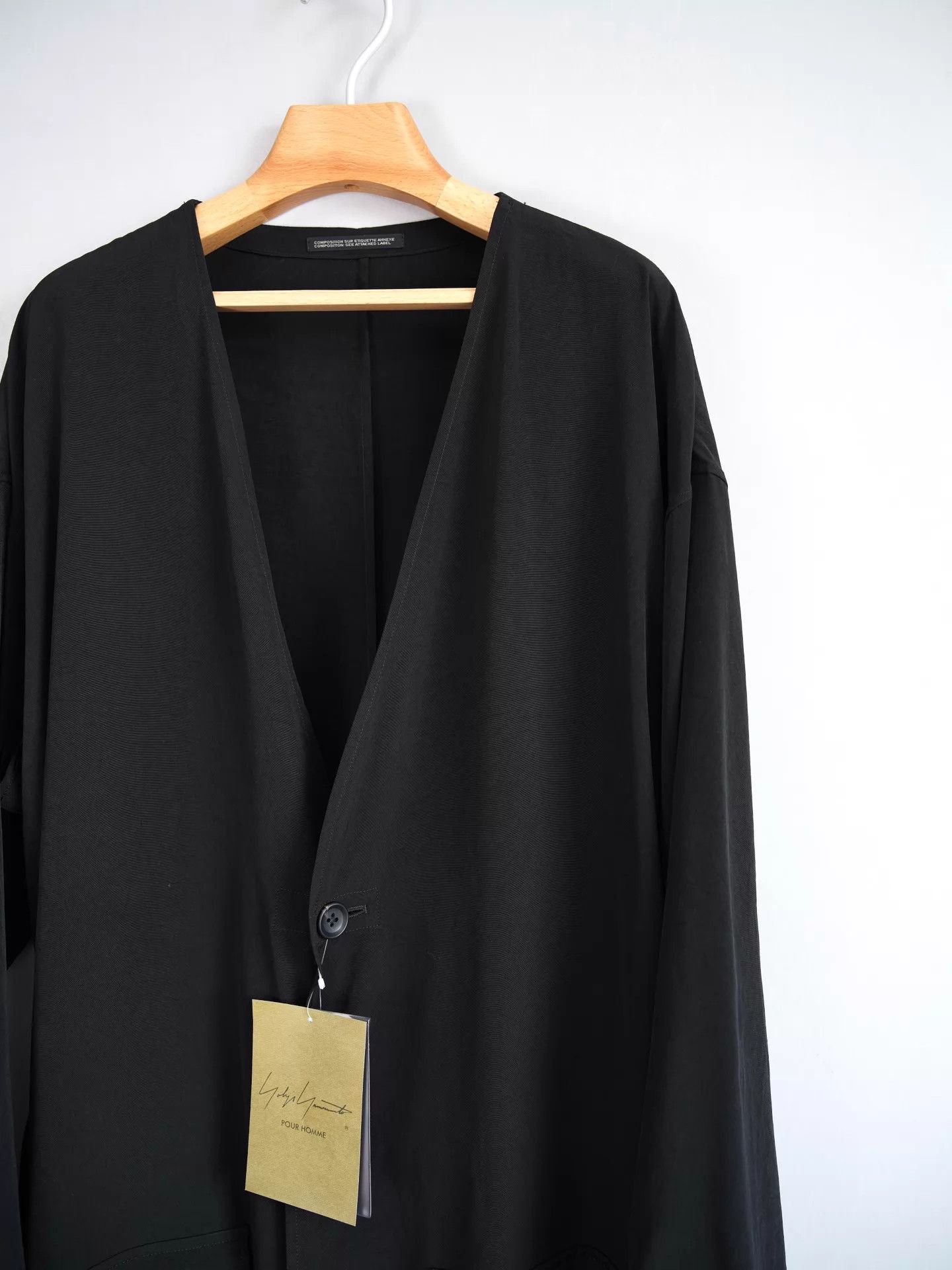 Yohji Yamamoto Yohji Yamamoto 26SS Collarless Tie Triacetate Coat Size US L / EU 52-54 / 3 - 3 Thumbnail