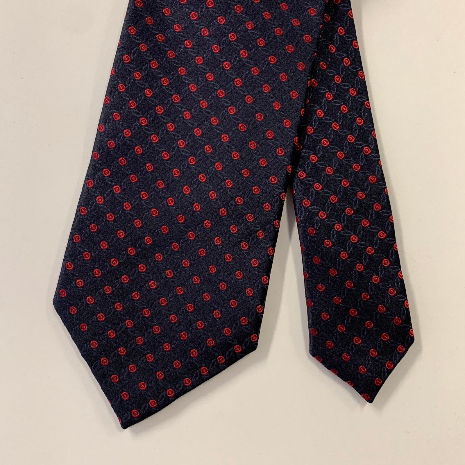 Ermenegildo Zegna ERMENEGILDO ZEGNA Navy Red Dots Silk Tie Size ONE SIZE - 1 Thumbnail