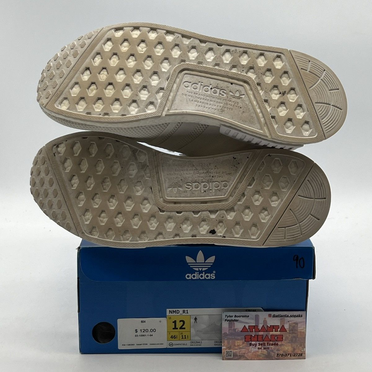 Adidas NMD_R1 all white Size US 12 / EU 45 - 8 Thumbnail