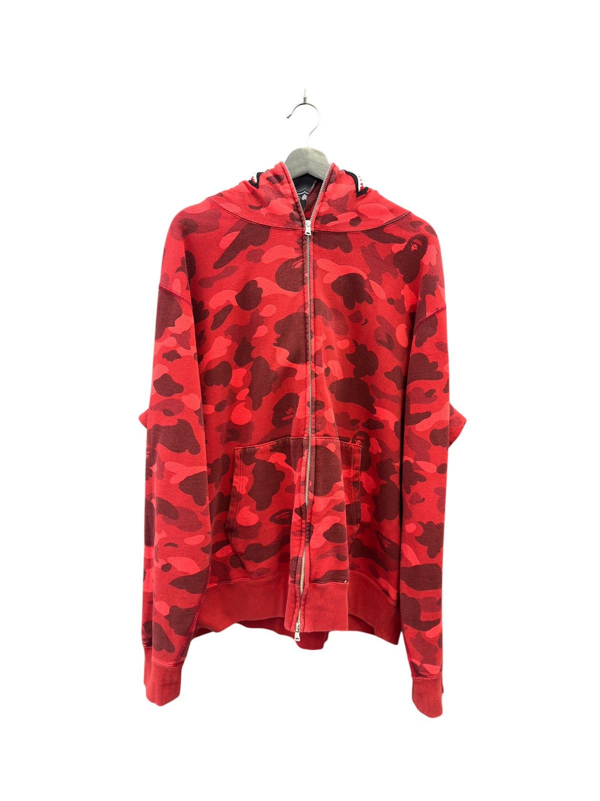 Bape Bape Red Camo Shark Full Zip Hoodie Size US XXL / EU 58 / 5 - 1 Thumbnail