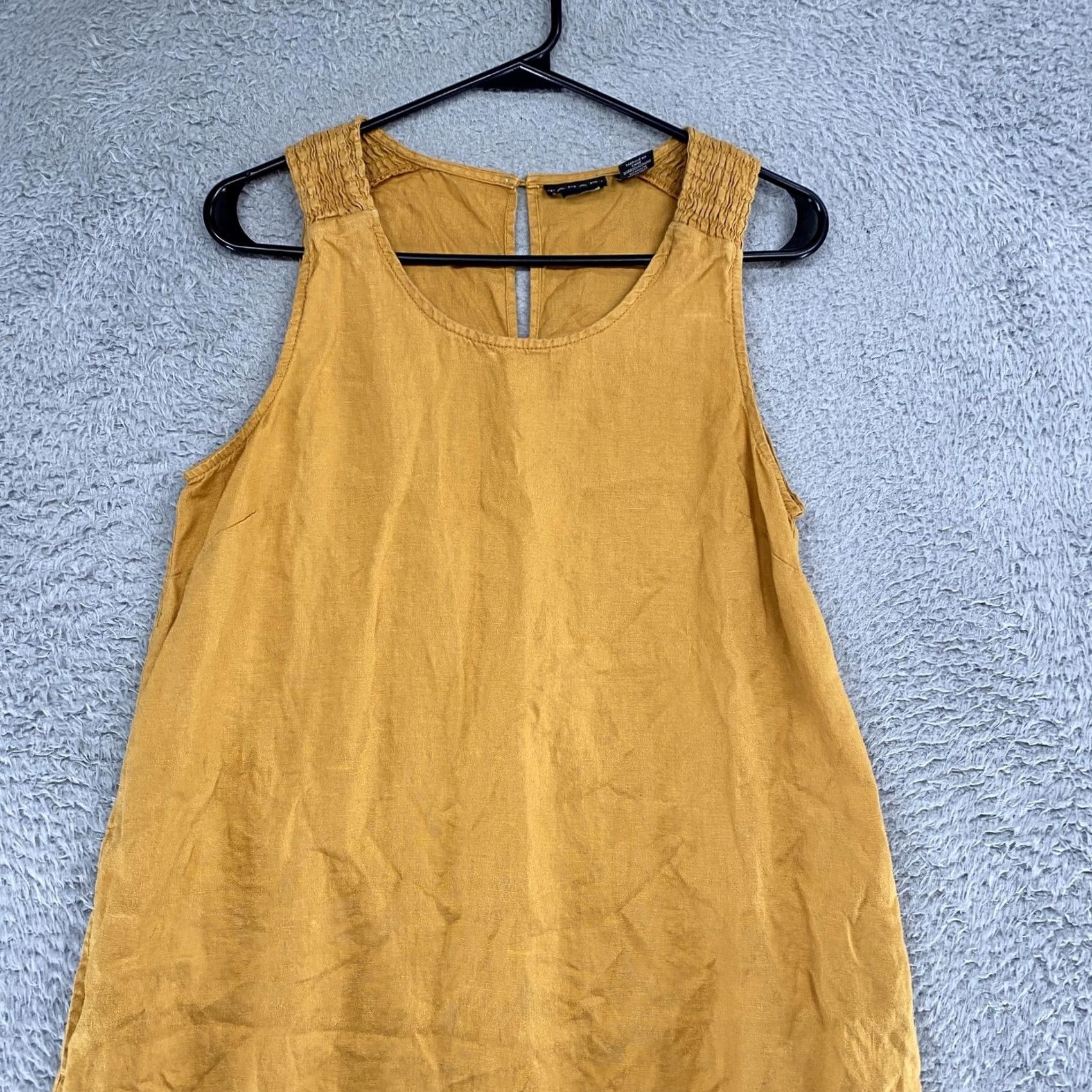 Vintage Tahari Linen Dress Womens S Mustard Sleeveless Shift Summer Capsule Layer Size S / US 4 / IT 40 - 3 Thumbnail