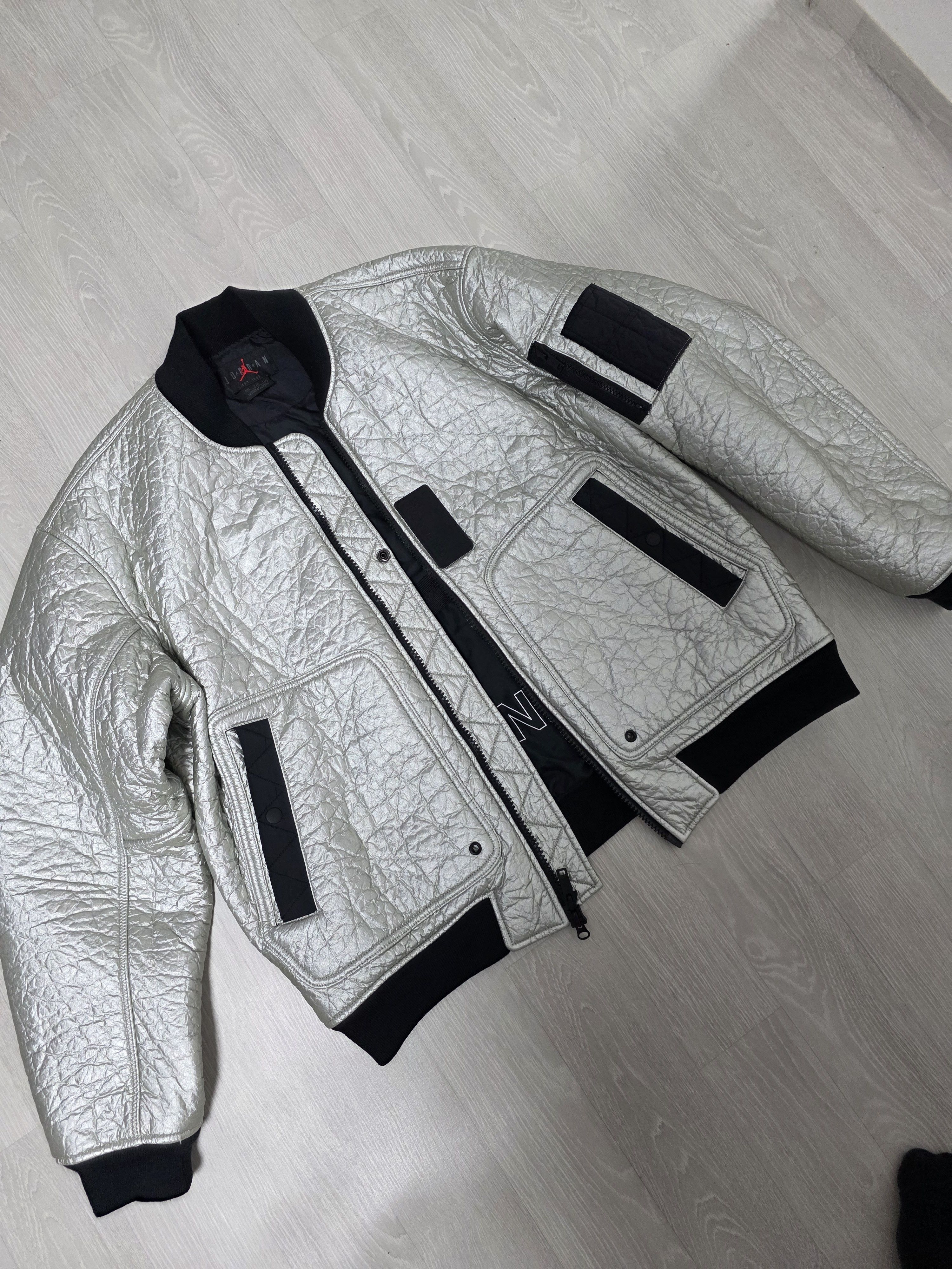 Jordan Brand Nike Air Jordan 23 MA-1 Metallic Silver Bomber Jacket Size US XXL / EU 58 / 5 - 6 Thumbnail
