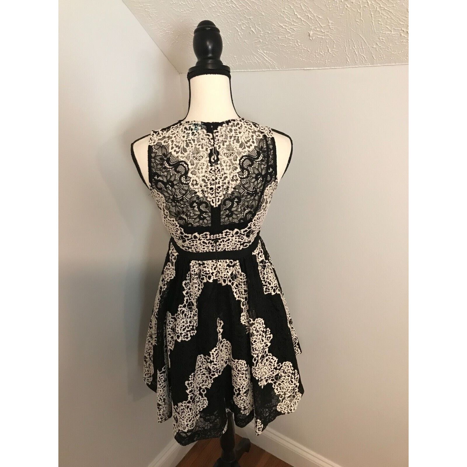 Anthropologie Plenty by Tracy Reese Black White Fit & Flare Dress Size XS / US 0-2 / IT 36-38 - 3 Thumbnail