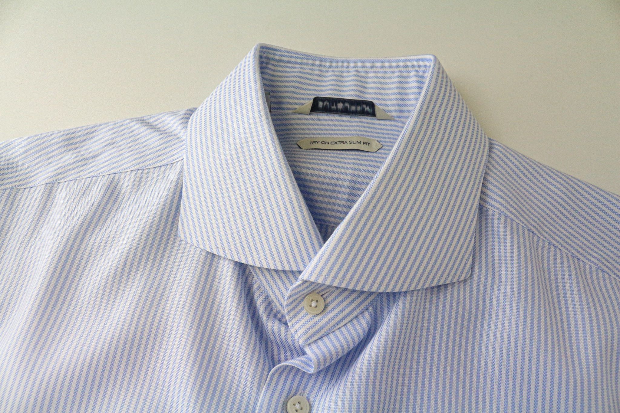 Suitsupply 42L/16 1/2L Extra Slim Blue Cotton Cutaway Shirt 79181 Size 42L - 3 Thumbnail