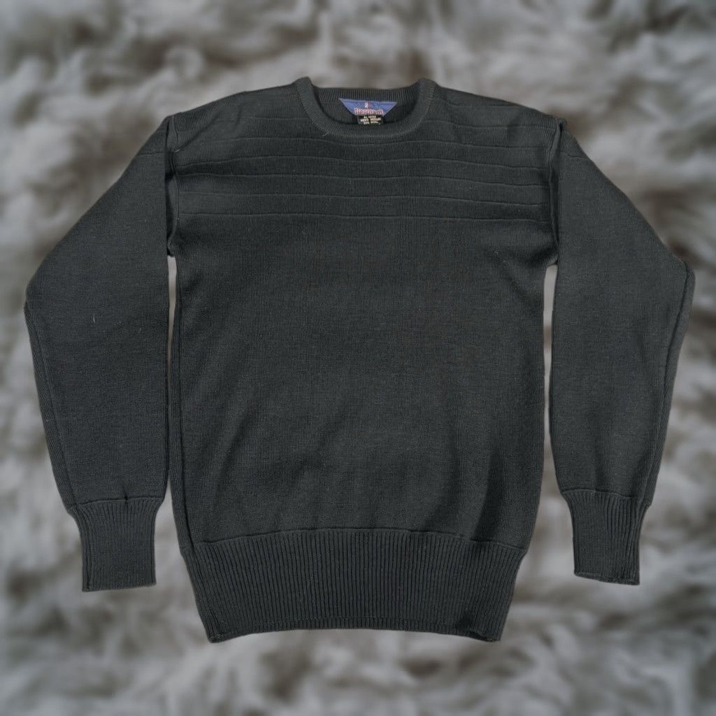 Vintage VINTAGE Hermans Sweater Mens M (Fits S) Slim Fit Wool Acrylic Black Crew Neck Long Sleeve 90s Pullover Size US S / EU 44-46 / 1 - 1 Thumbnail