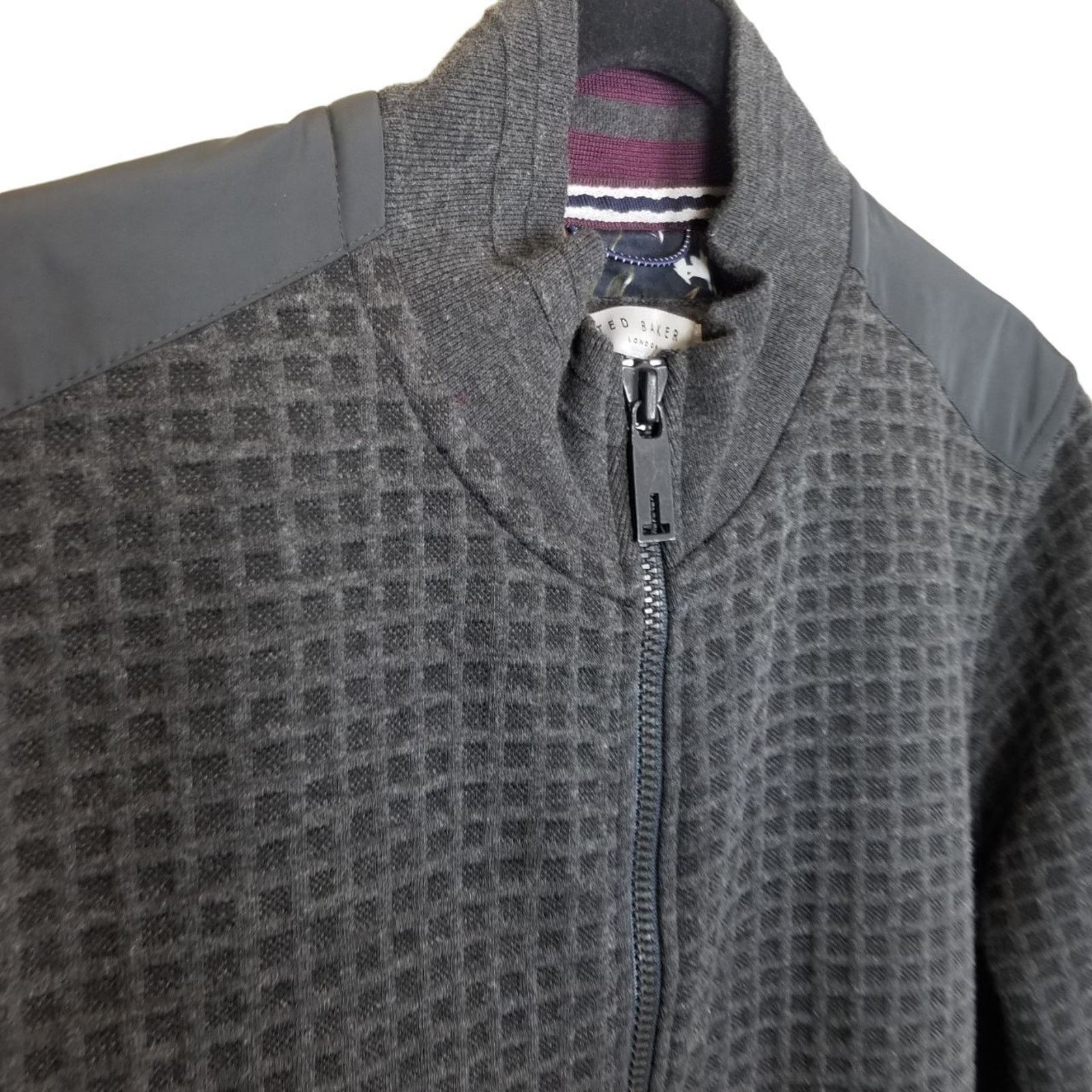 Ted Baker Ted Baker Mens London Narn Waffle Knit Quilted Zip Jacket Size US L / EU 52-54 / 3 - 5 Thumbnail