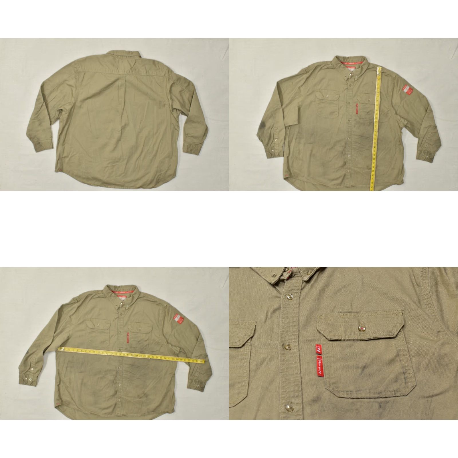 Vintage VINTAGE? Portwest Bizflame FR89 Men's 3XL Khaki Flame Resistant FR Work Shirt Long Sleeve Size US XXL / EU 58 / 5 - 8 Thumbnail