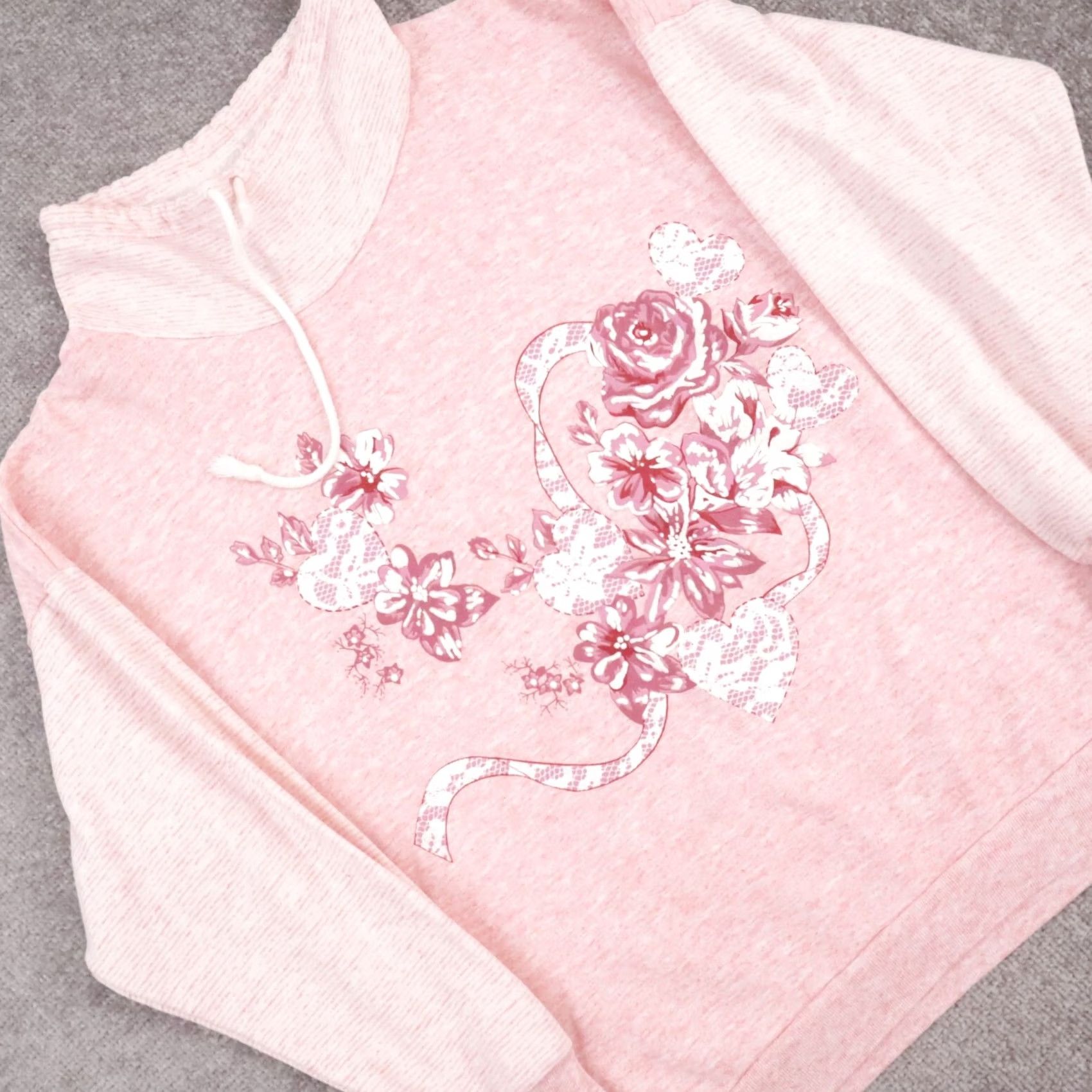 Vintage VINTAGE Women's Sweatshirt Pink 90s Floral Roses Made in USA XL Long Sleeve Pullover Sweatshirt Womens Size XL / US 12-14 / IT 48-50 - 7 Thumbnail